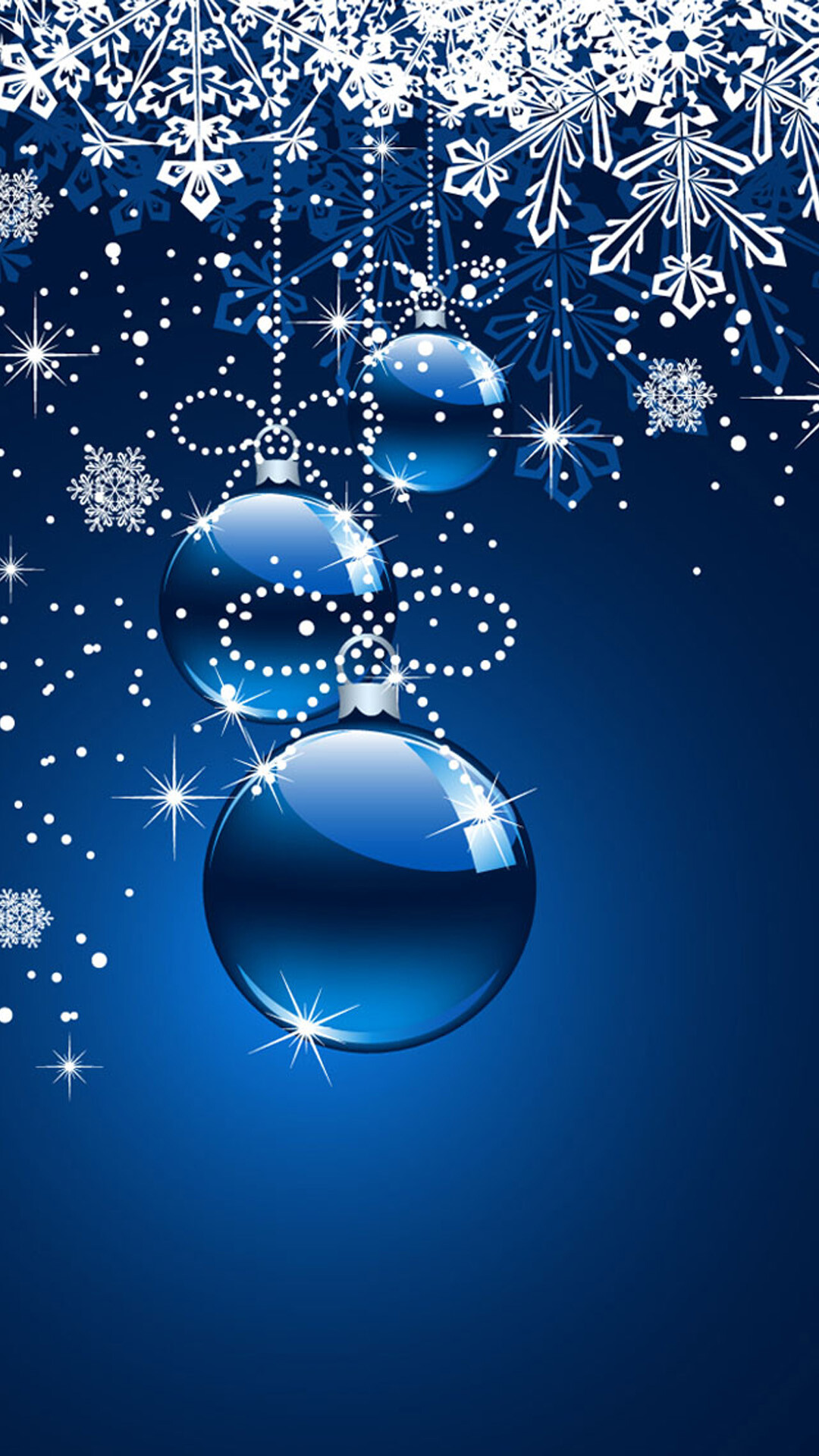 Christmas Ornament: Illustration, Snowflakes, Sparkling, Bulbs. 1080x1920 Full HD Background.