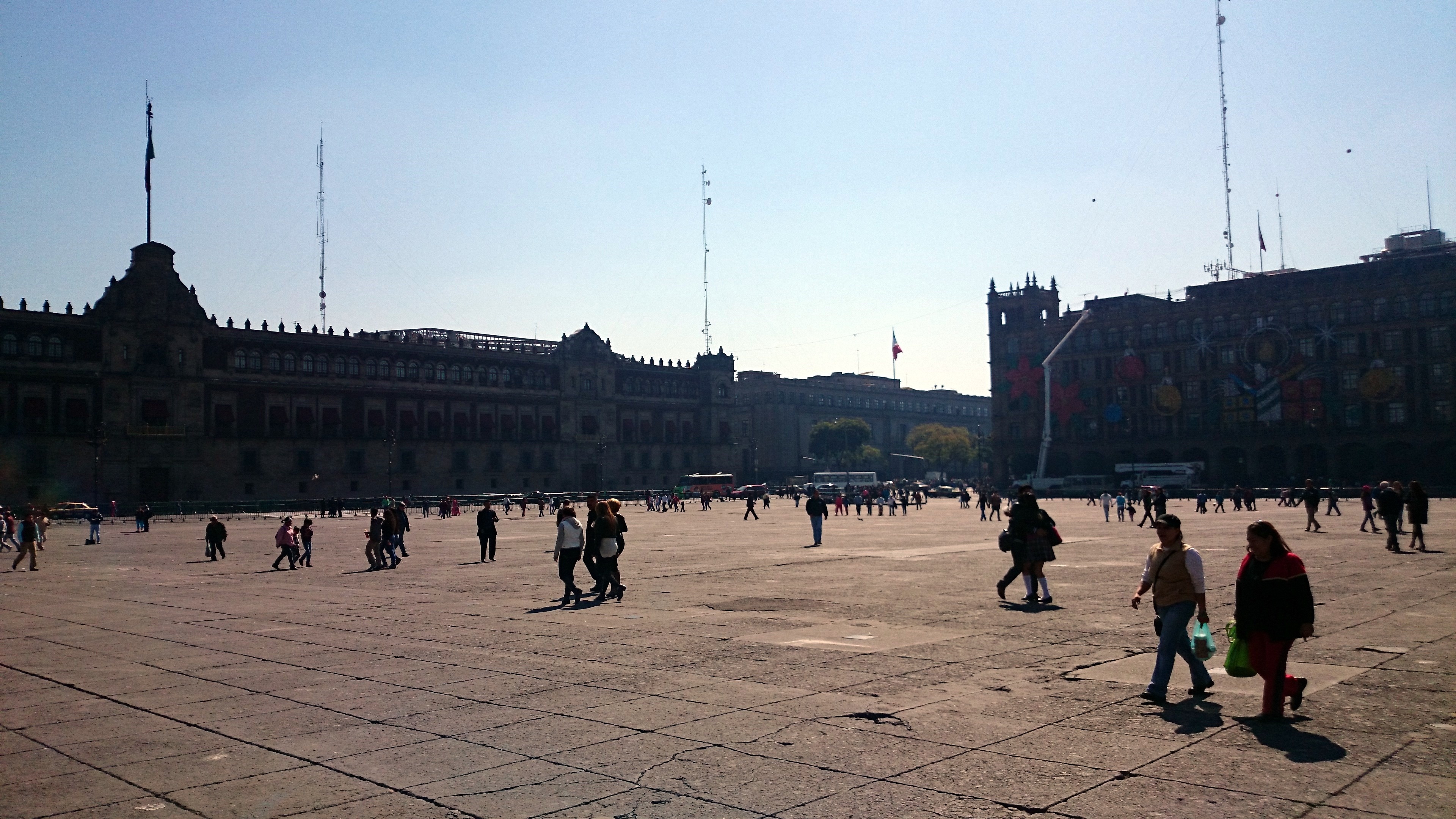 City Square: The National Palace at the Constitution Plaza in Mexico City, The Zocalo. 3840x2160 4K Wallpaper.