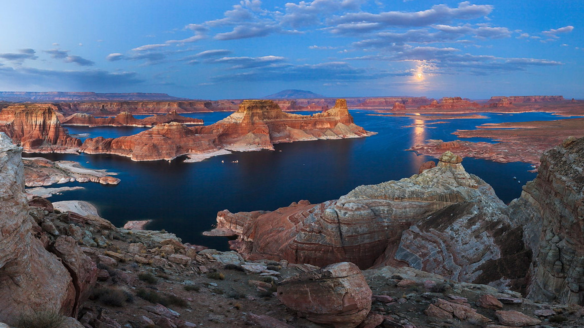 Lake Powell, USA lake, Arizona landscape, Ultra HD, 1920x1080 Full HD Desktop
