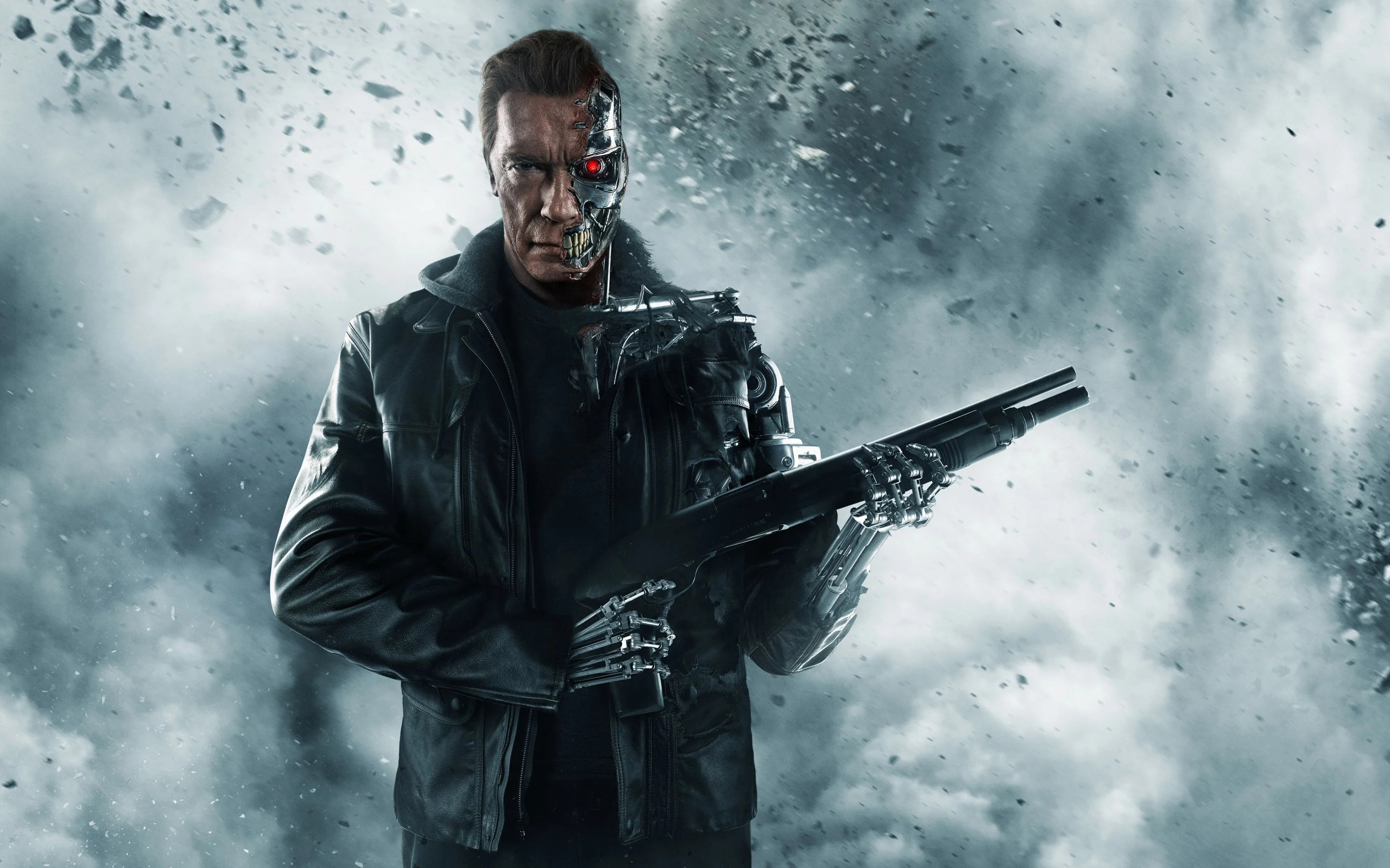 Arnold Schwarzenegger as Terminator, Iconic action hero, Sci-fi movie franchise, Memorable character, 2880x1800 HD Desktop