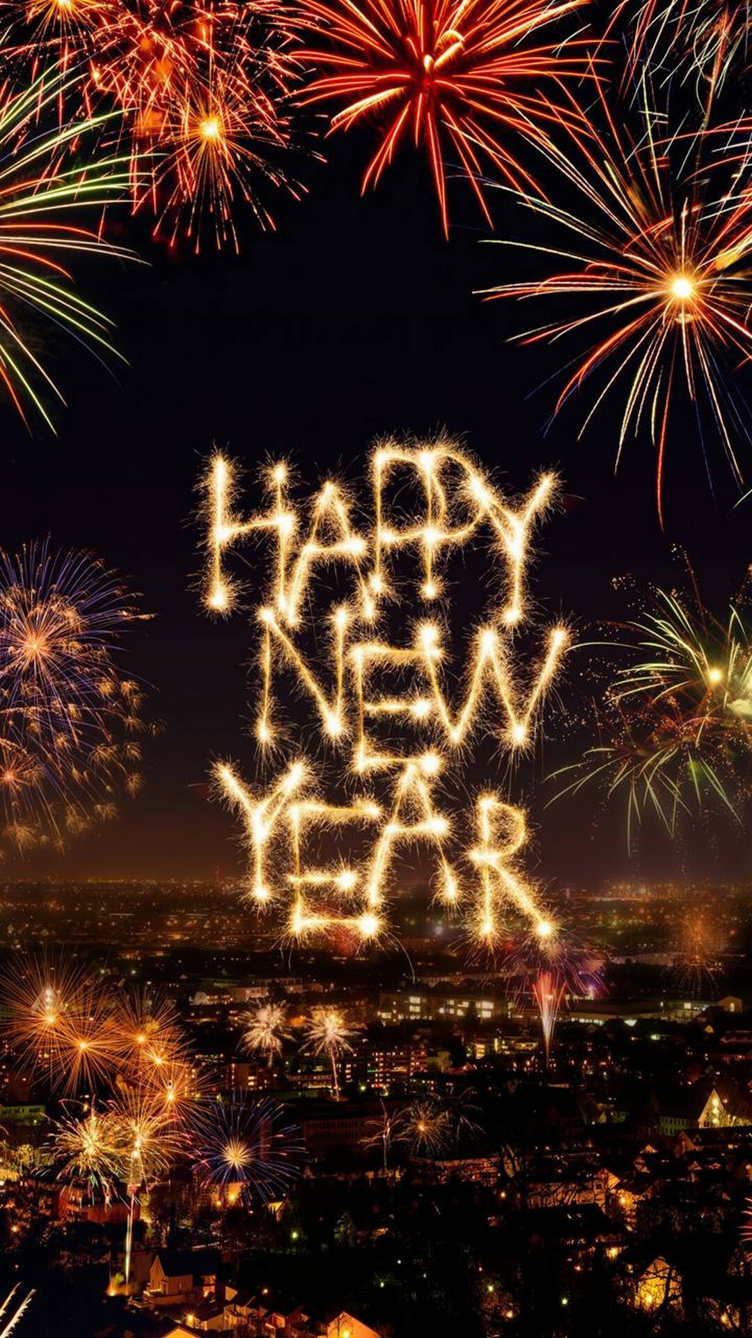 New Year: Festive celebration, Fireworks show, New Year's Eve. 1080x1920 Full HD Wallpaper.