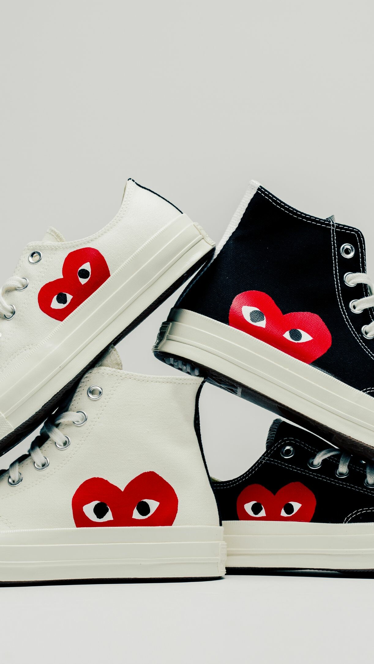 Comme des Garcons x Converse, Sneaker collaboration, Fashion footwear, Urban style, 1230x2180 HD Phone