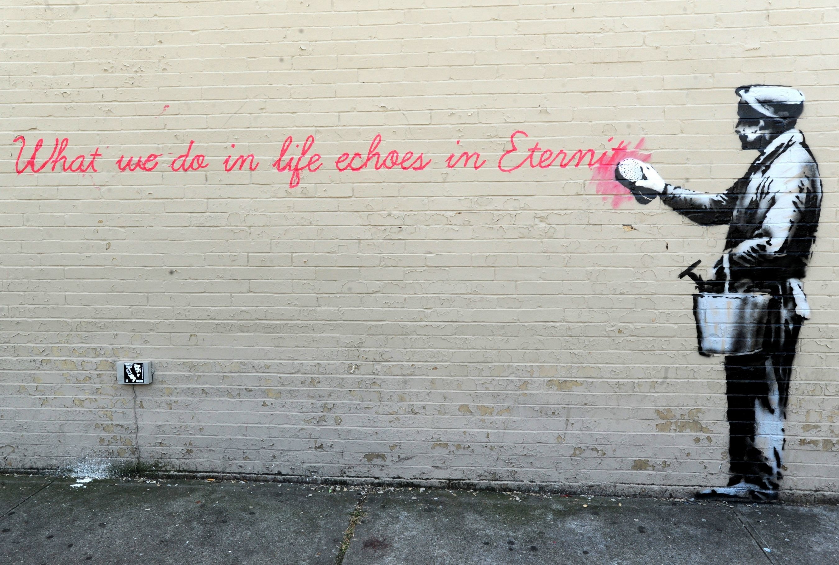 Banksy: Artist who displays his art on publicly visible surfaces. 2700x1820 HD Wallpaper.