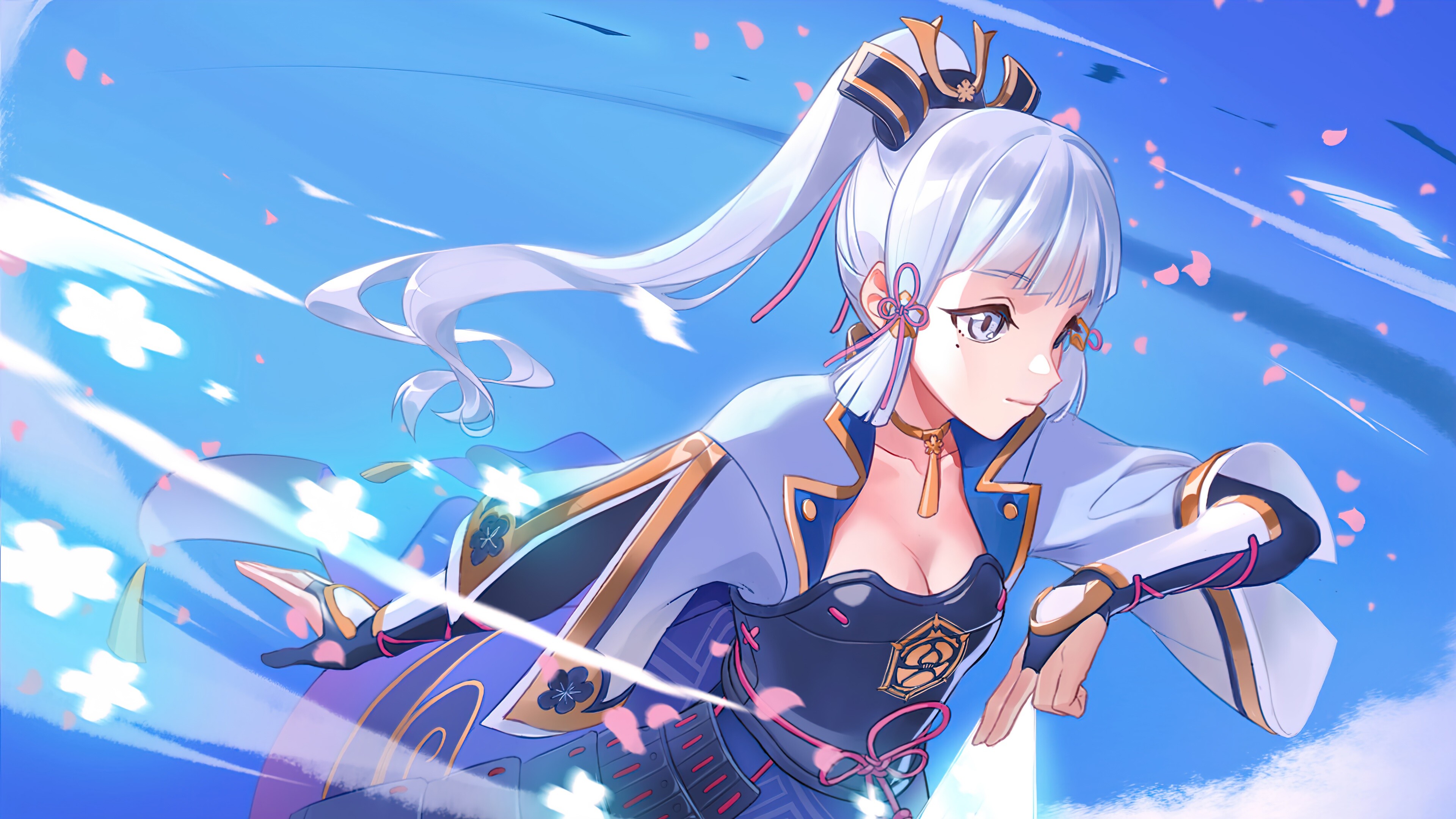 Genshin Impact: Ayaka, A character that uses Cryo Sword. 3840x2160 4K Background.