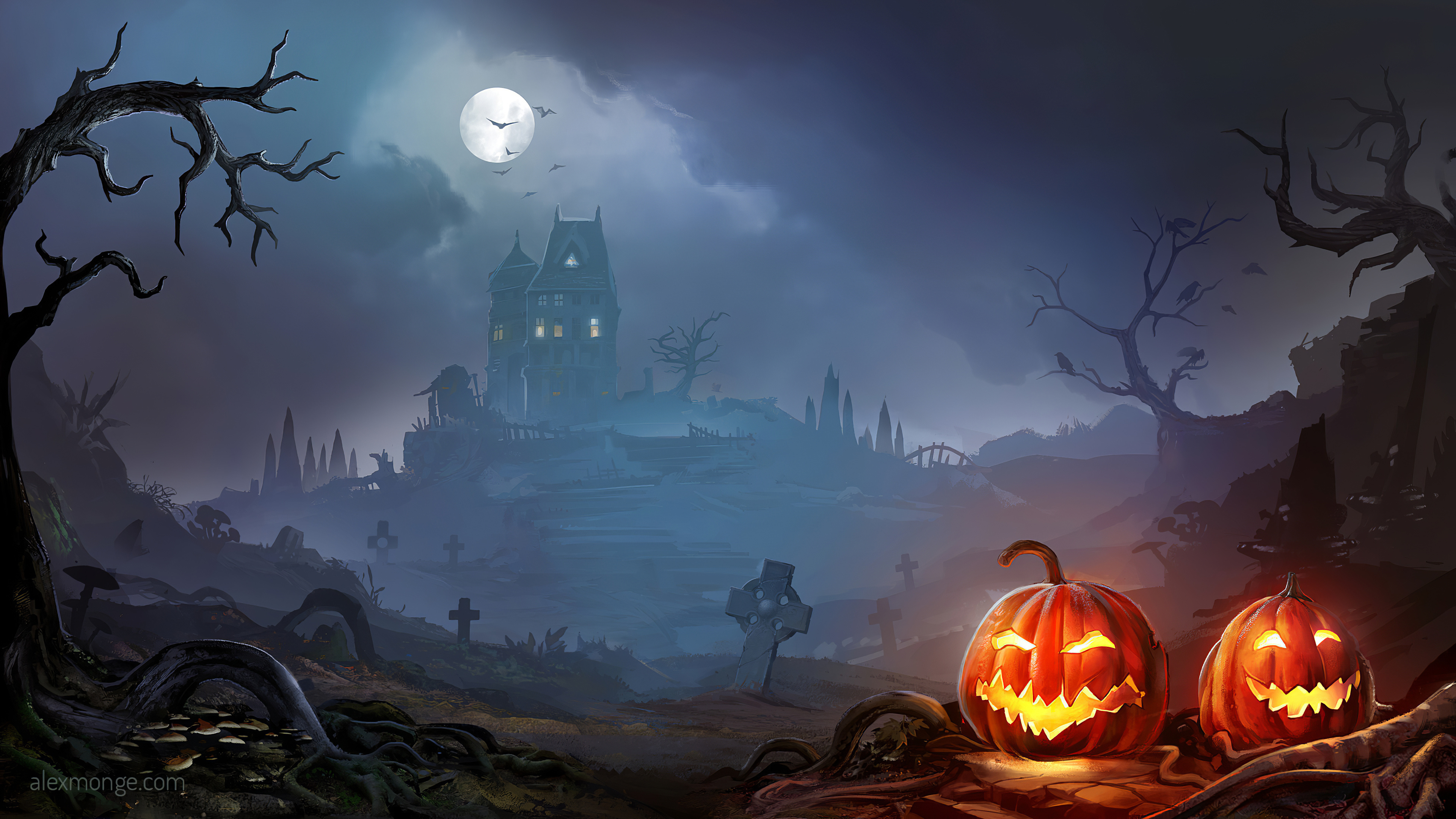 Halloween wallpapers, 4K resolution, Colorful visual effects, Holiday celebrations, 3840x2160 4K Desktop