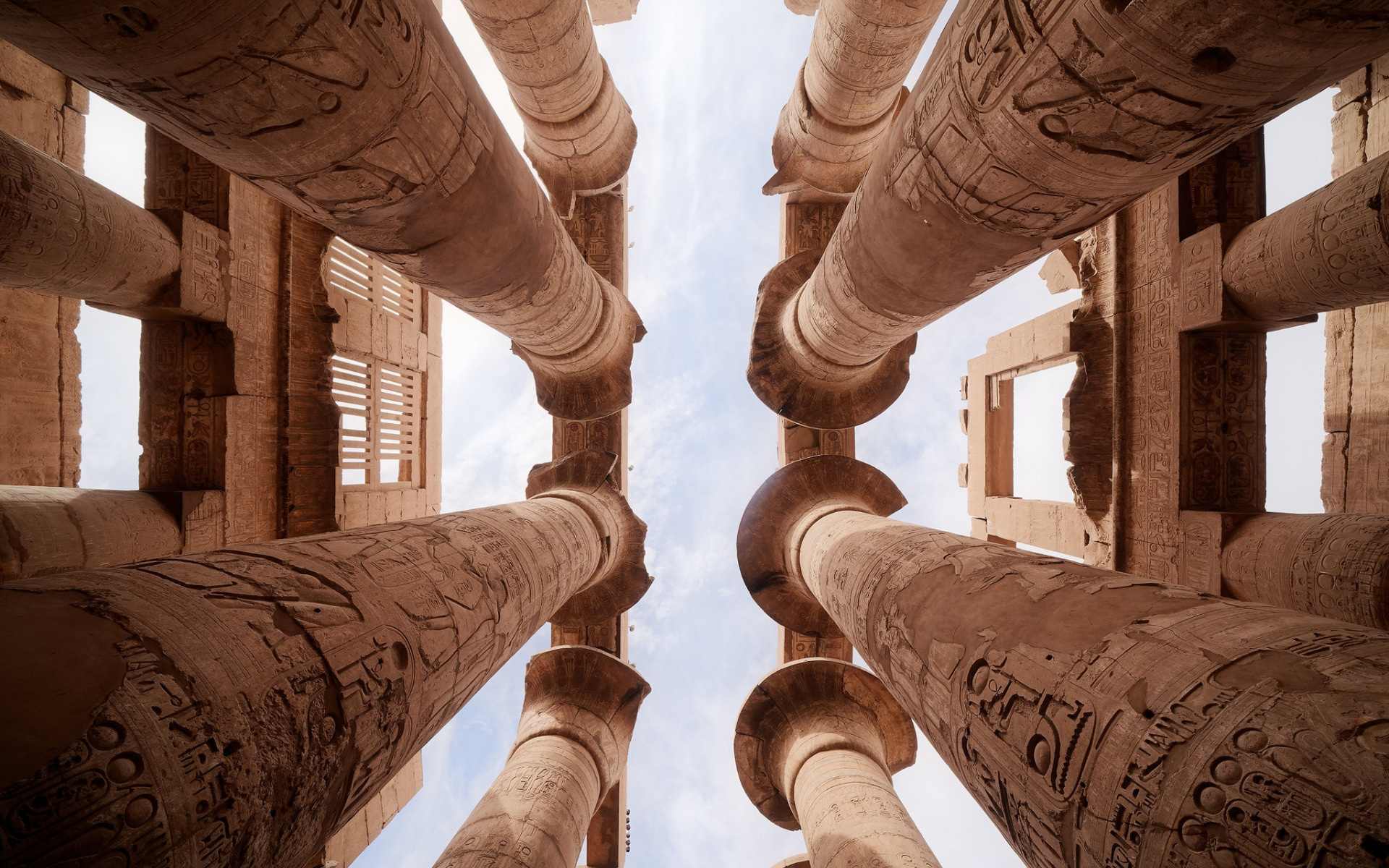 Karnak Temple, Ancient columns, Egyptian architecture, High quality, 1920x1200 HD Desktop