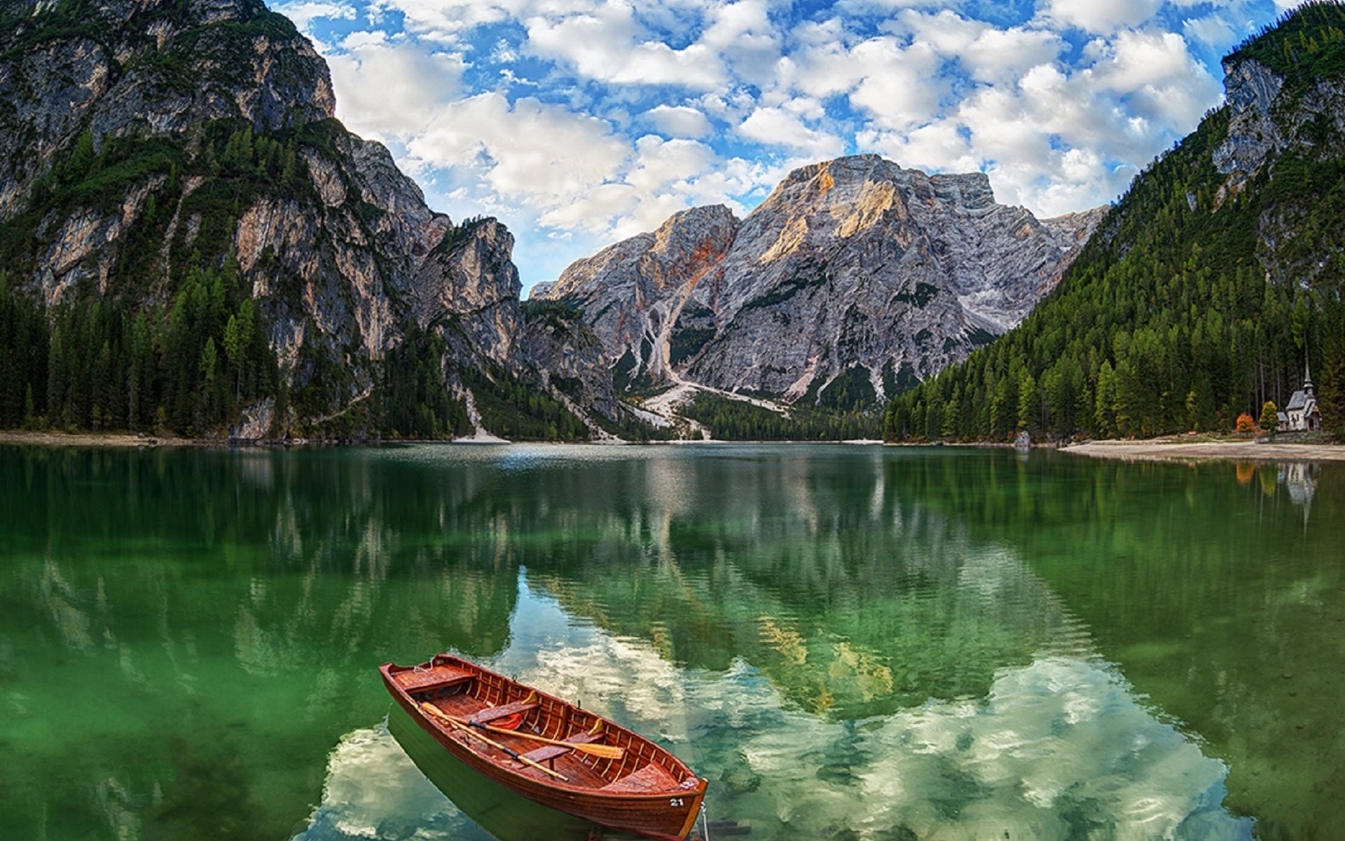 Lake Bryes, Dolomites reflections, South Tyrol, High-quality wallpapers, 1920x1200 HD Desktop