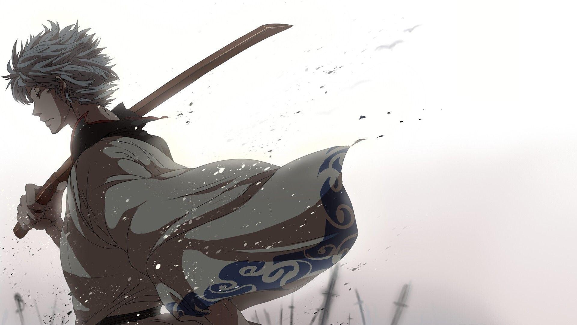 Gintoki Sakata: Katana, A veteran of the Joui War, Having merciless abilities and savage swordsmanship. 1920x1080 Full HD Background.