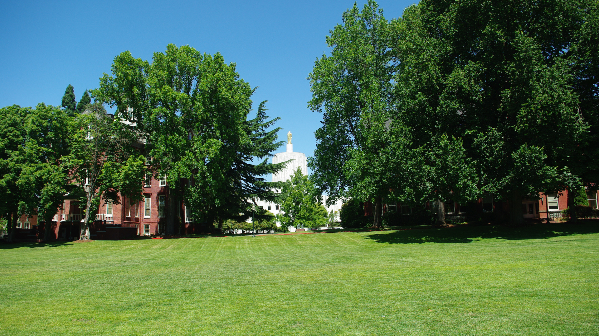 Willamette University, Capitol in background, Salem Oregon, Travels, 1920x1080 Full HD Desktop