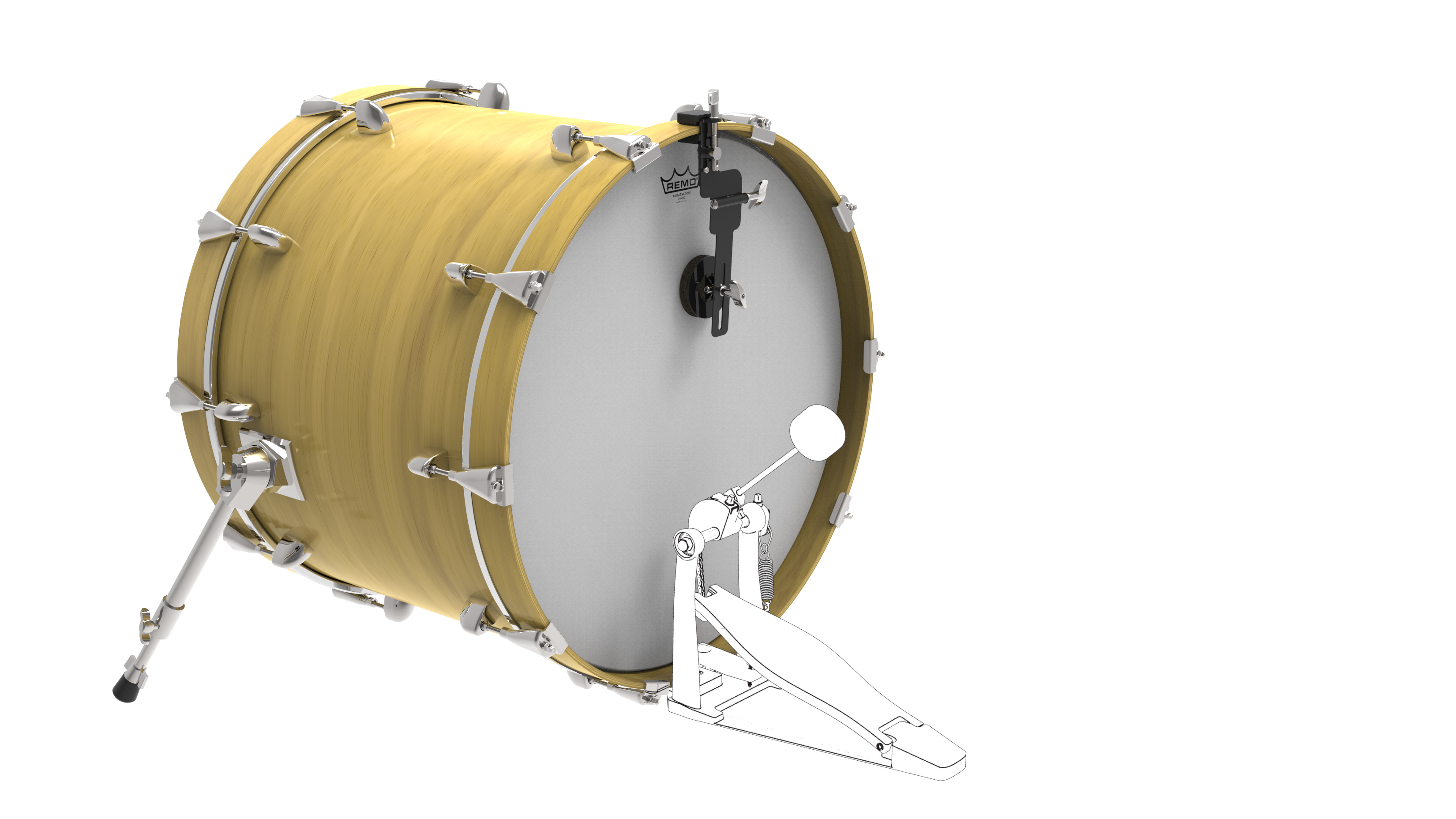 Bass Drum: Remo HK-6500-00 adjustable dampener, Designed by Remo and Dave Weckl, Adjusting the tone of the drum. 3300x1860 HD Wallpaper.