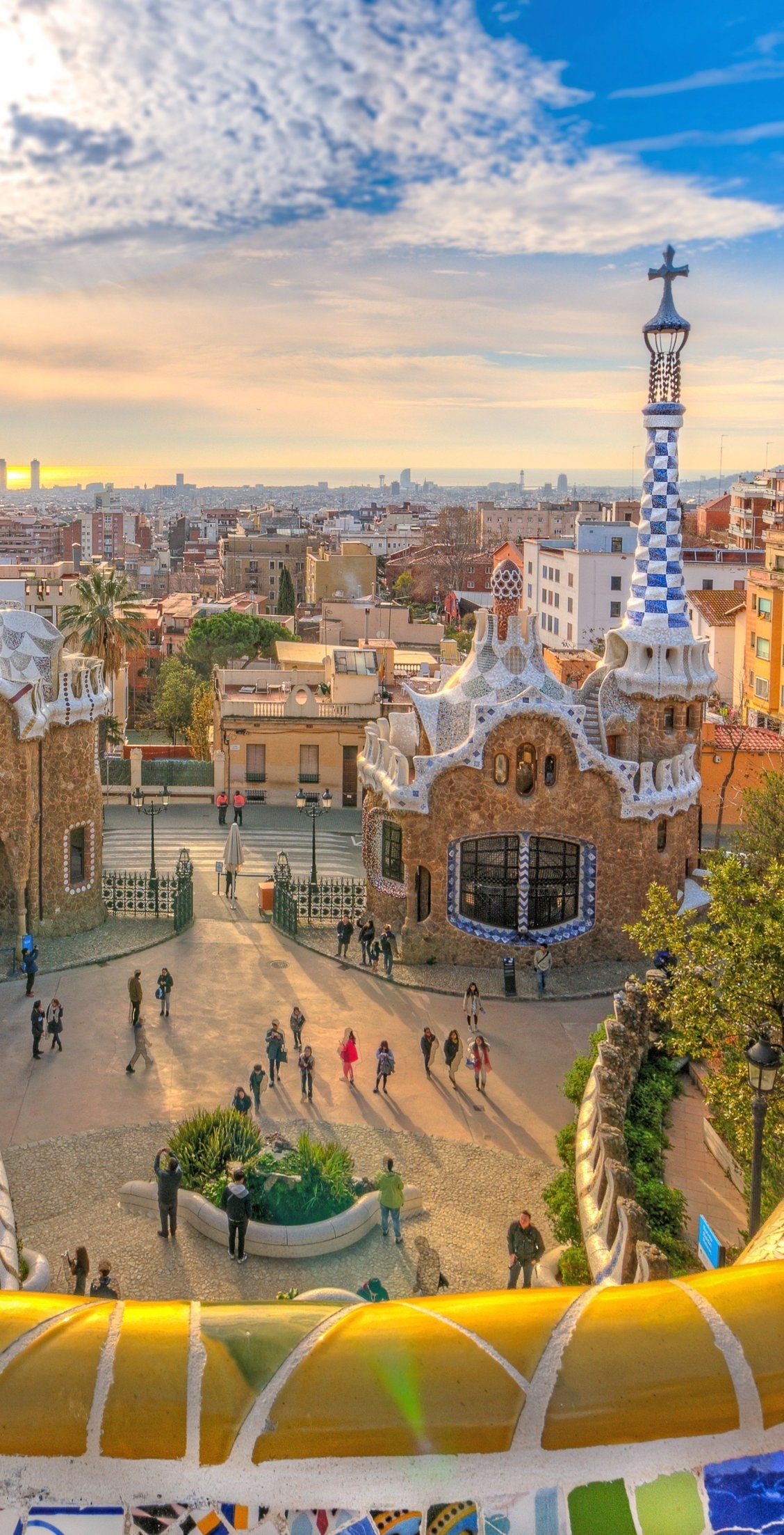 Parc Guell, Gaudi's brilliance, Architectural gems, Barcelona art scene, 1130x2210 HD Phone