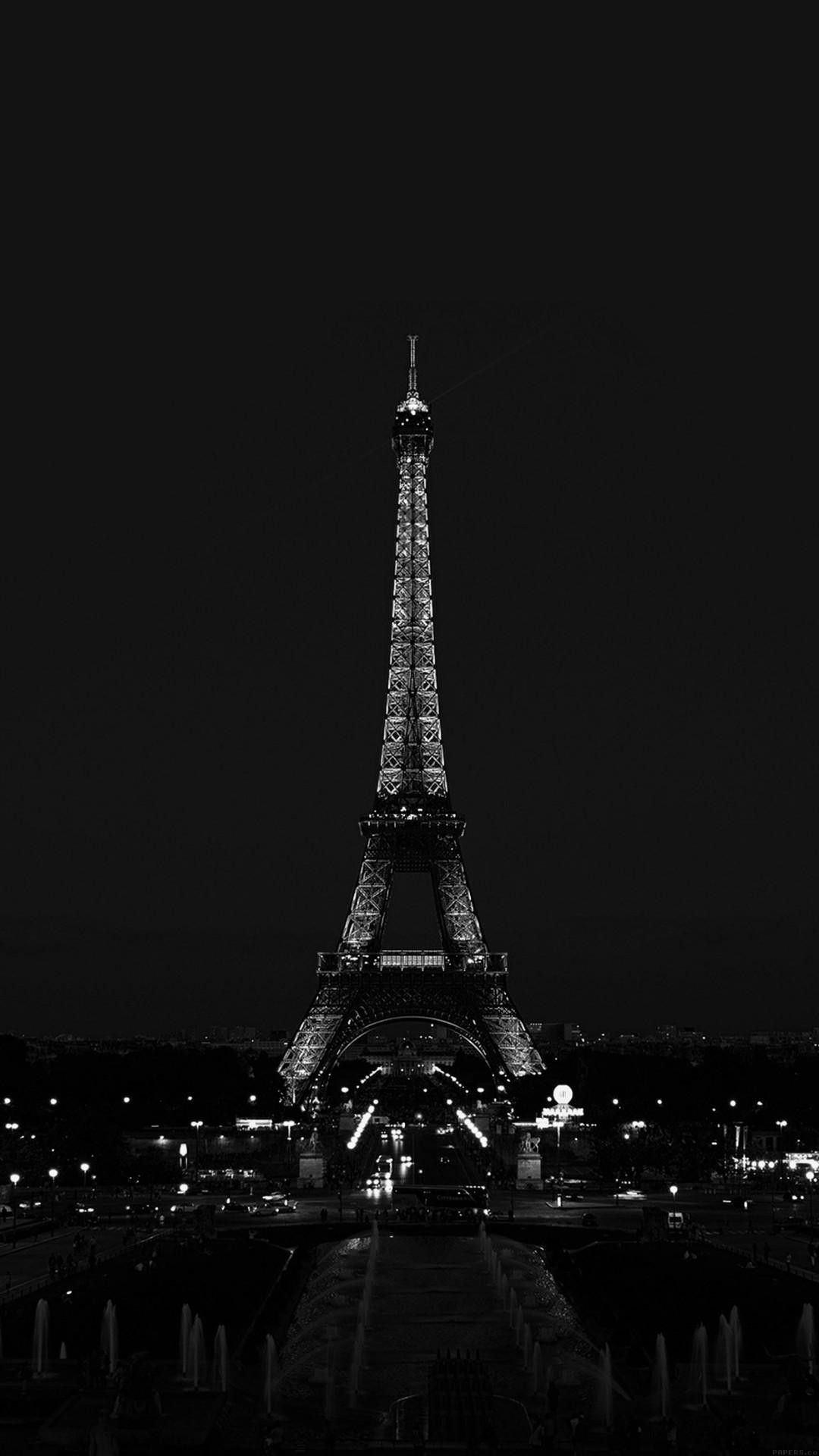 Eiffel Tower, Black Wallpaper, 1080x1920 Full HD Handy