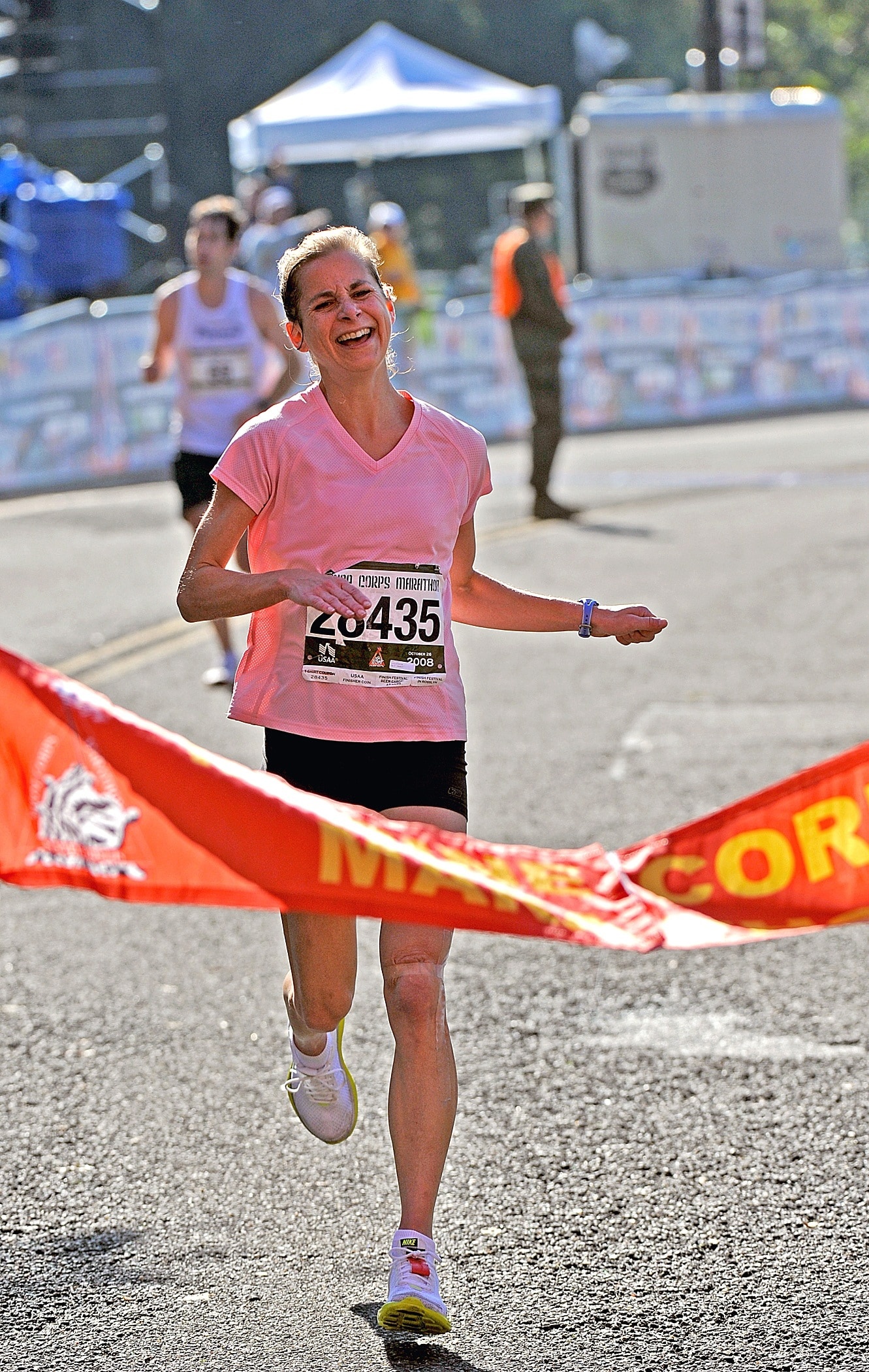 Marathon: The 42.195 km long endurance contest, A long-distance foot race, Race finish line. 1340x2100 HD Background.