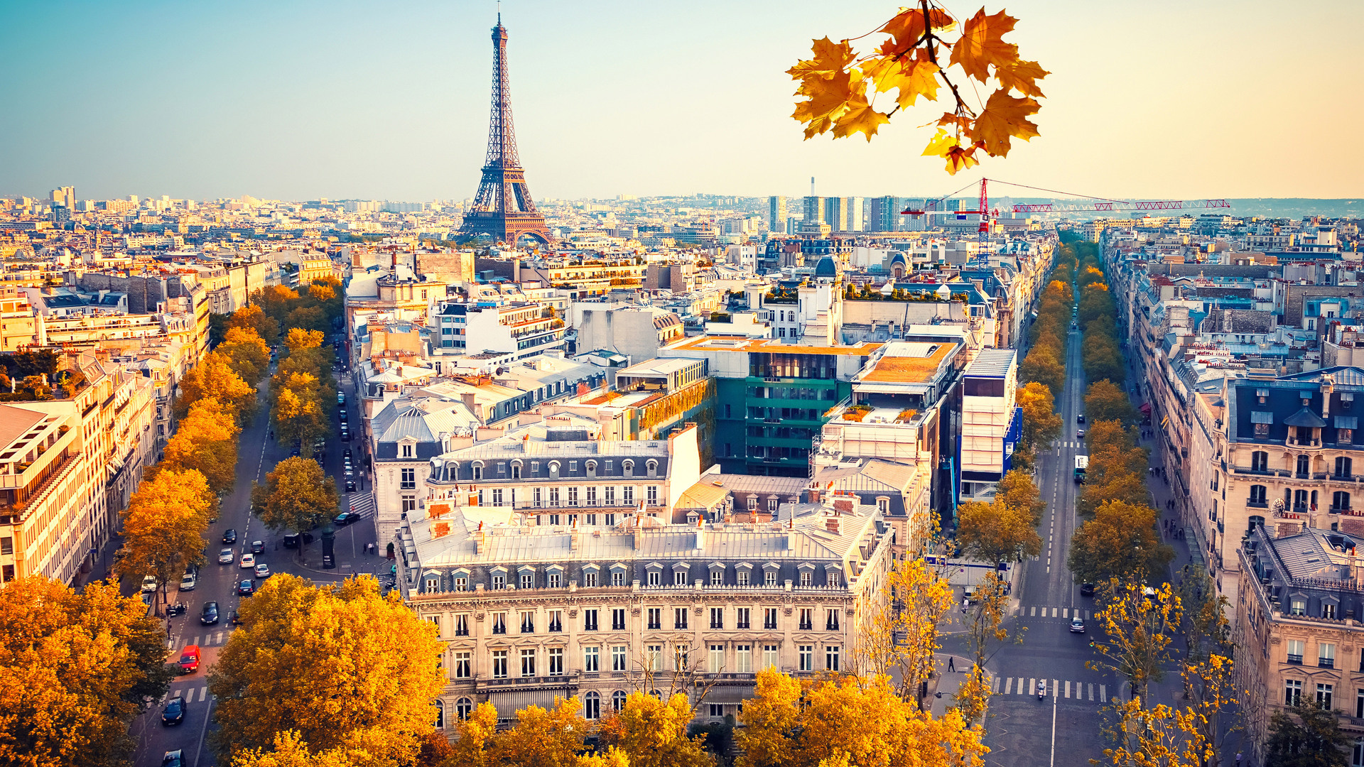 Paris: Eiffel Tower, Capital of France, Autumn city. 1920x1080 Full HD Wallpaper.