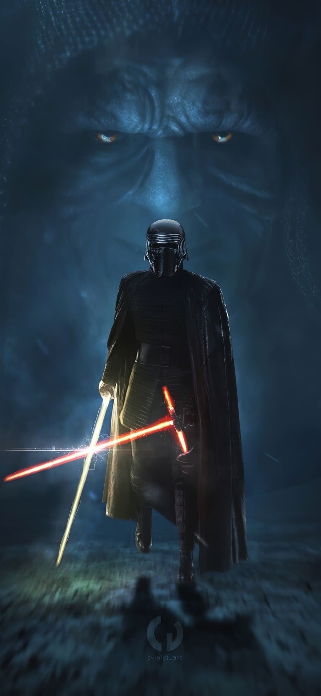 Star Wars: Kylo Ren, First appeared as the main antagonist of The Force Awakens (2015). 1080x2340 HD Wallpaper.