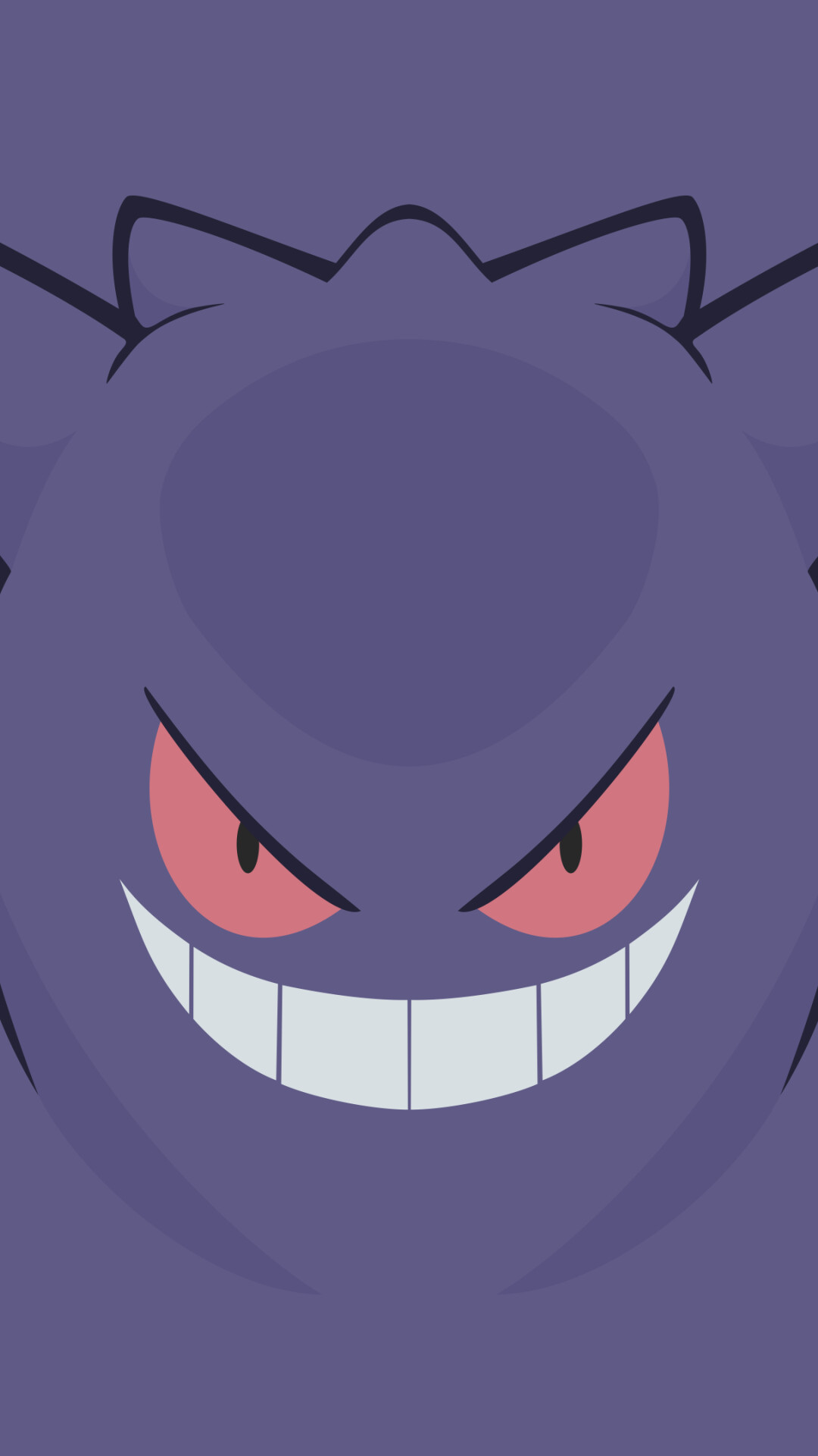 Gengar: Two red eyes, A toothy, sinister smile, Active during full moons. 1080x1920 Full HD Background.