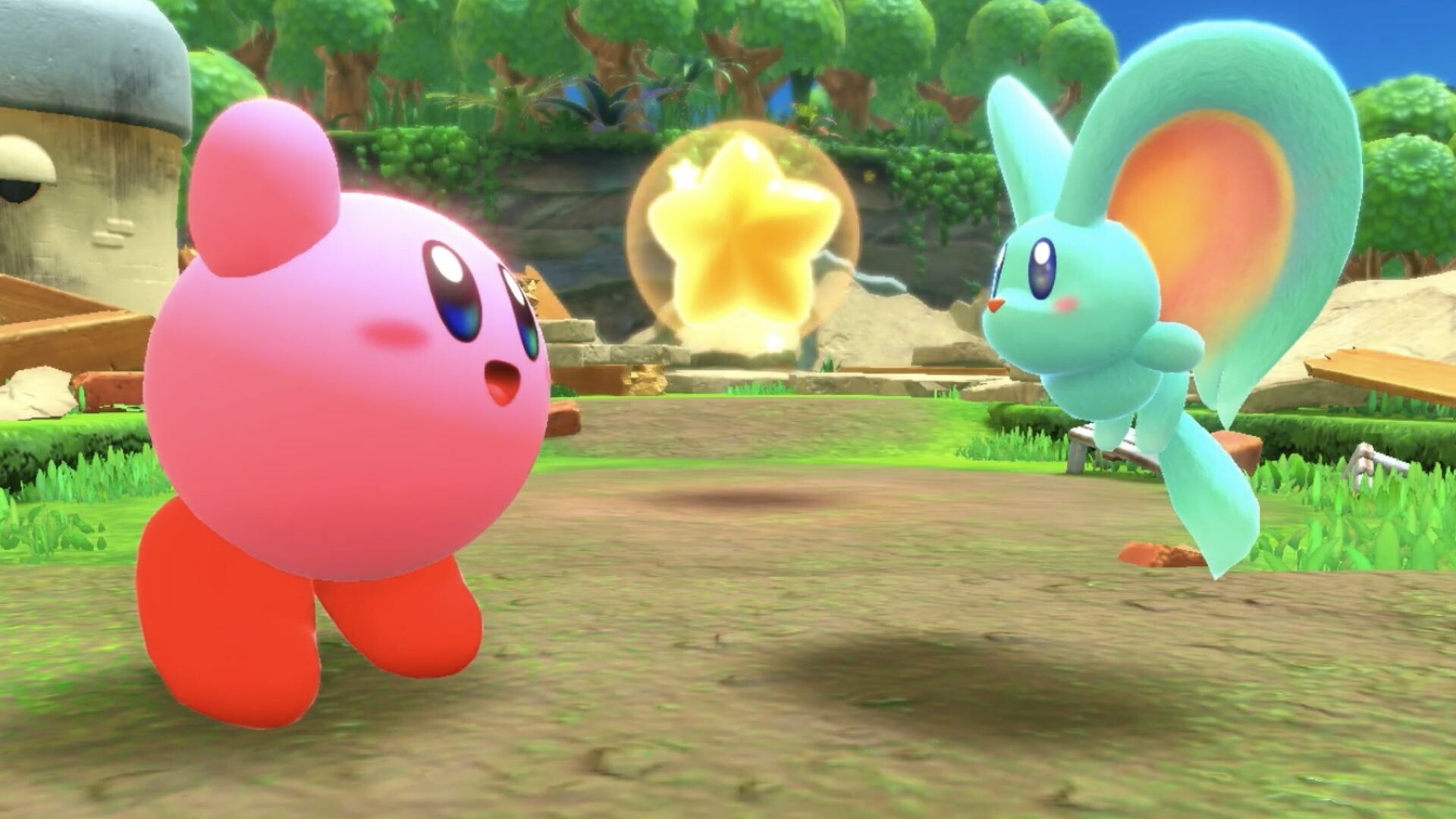 Kirby and the Forgotten Land, Copy abilities, Cooperative gameplay, Memorable co-op action, 1920x1080 Full HD Desktop