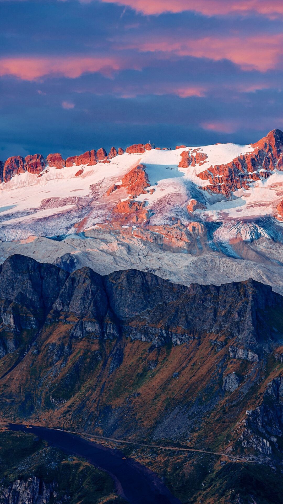 Glacier: Marmolada Glacier, Dolomites, Alps, Trentino, Italy, Mountains, Summit. 1080x1920 Full HD Wallpaper.
