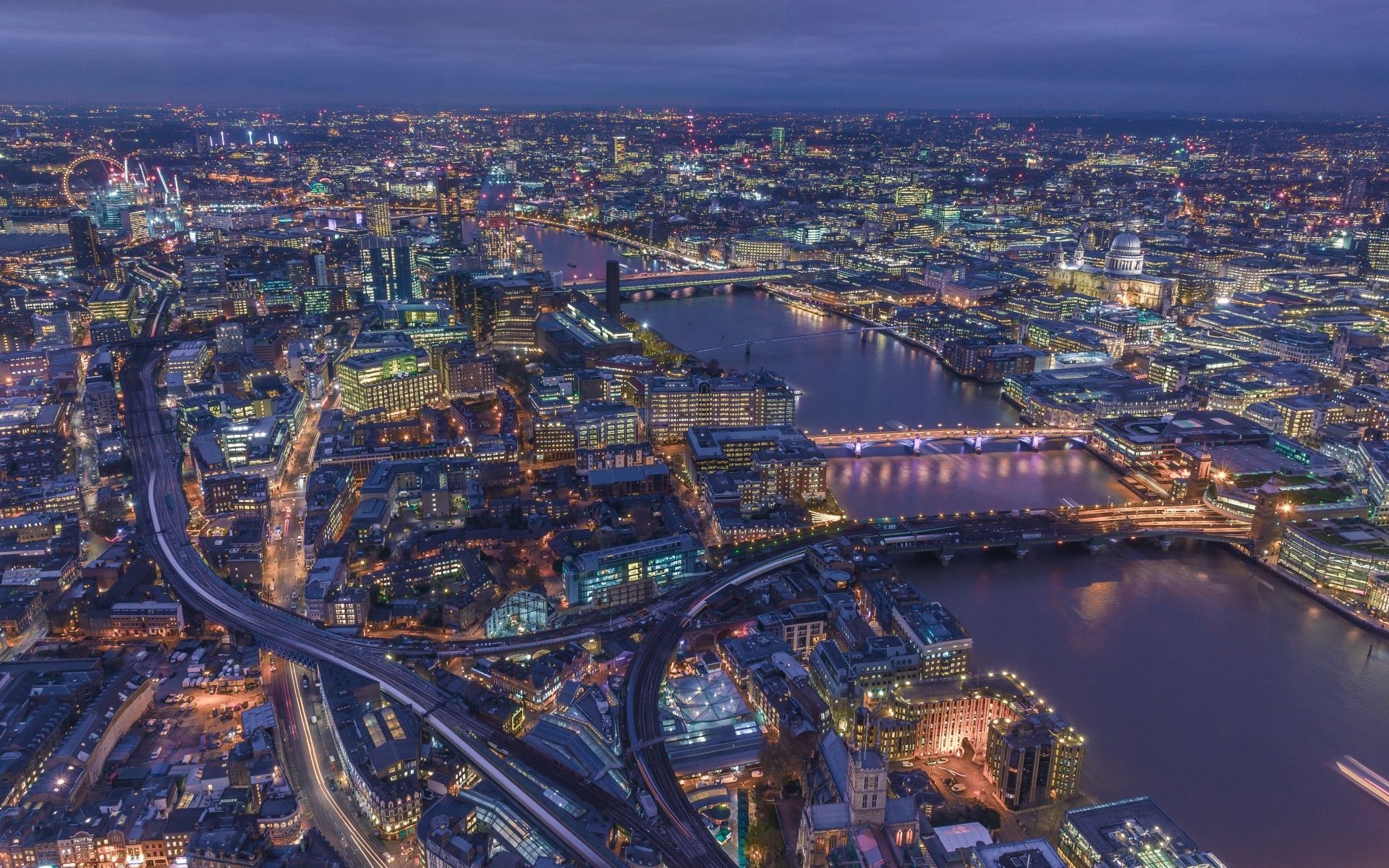 River Thames, London night view, Top city wallpaper, United Kingdom, 1920x1200 HD Desktop