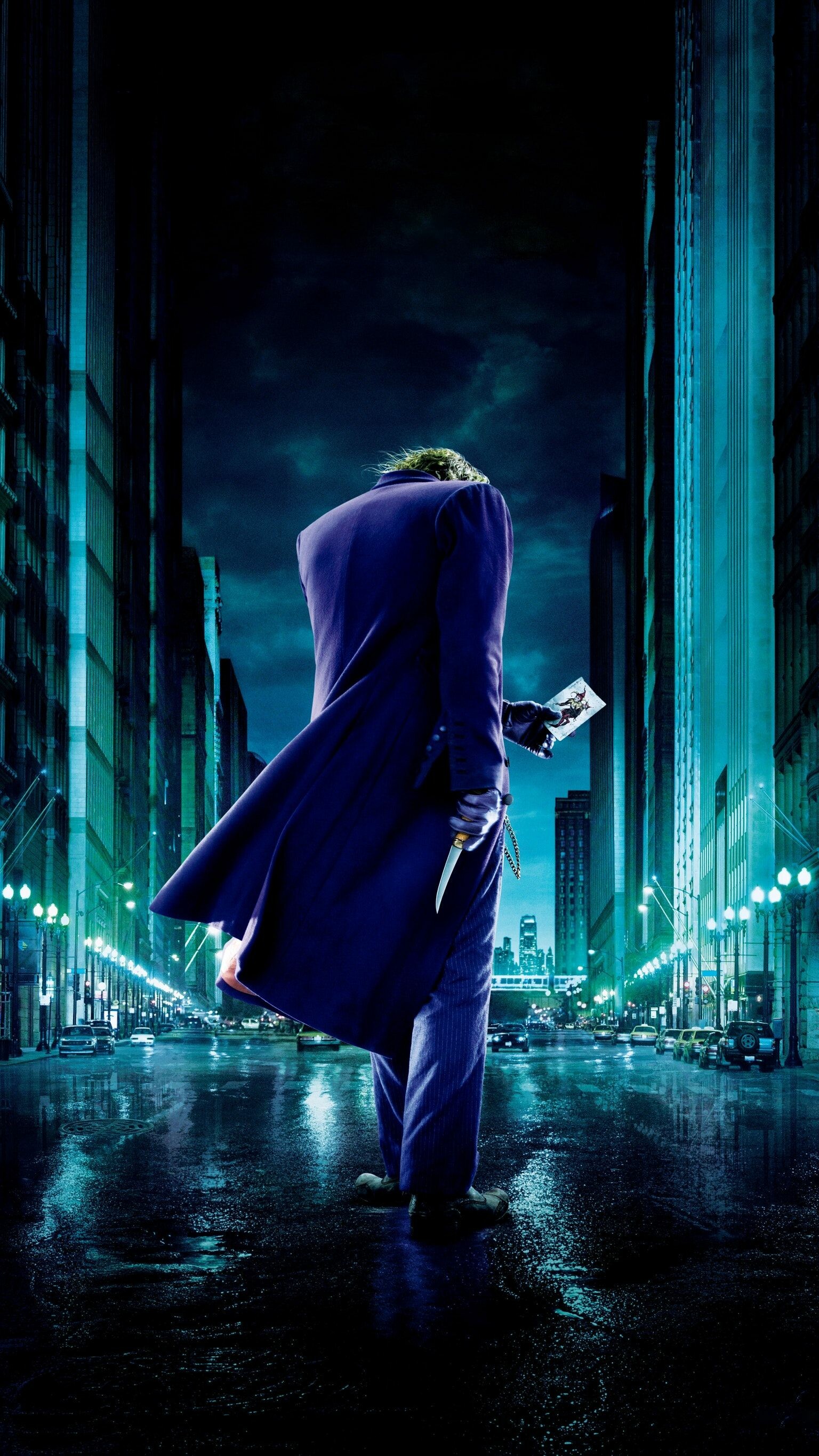 The Dark Knight: The Joker, an anarchistic mastermind who seeks to test how far Batman will go to save the city from chaos. 1540x2740 HD Wallpaper.