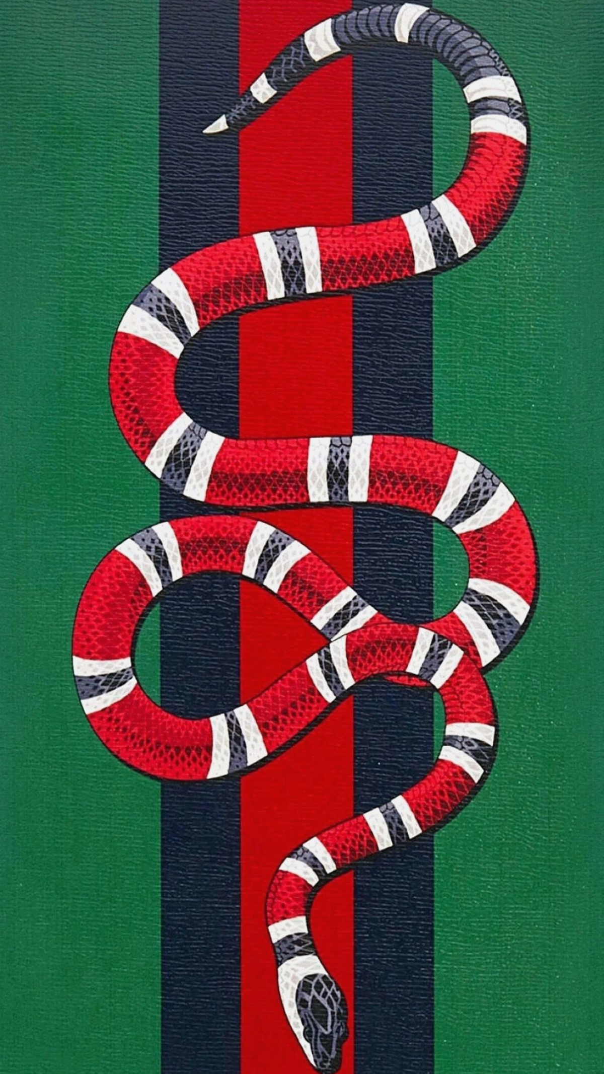 Gucci: The black, white and red stripes of the Kingsnake, Fashion brand symbol. 1200x2140 HD Background.