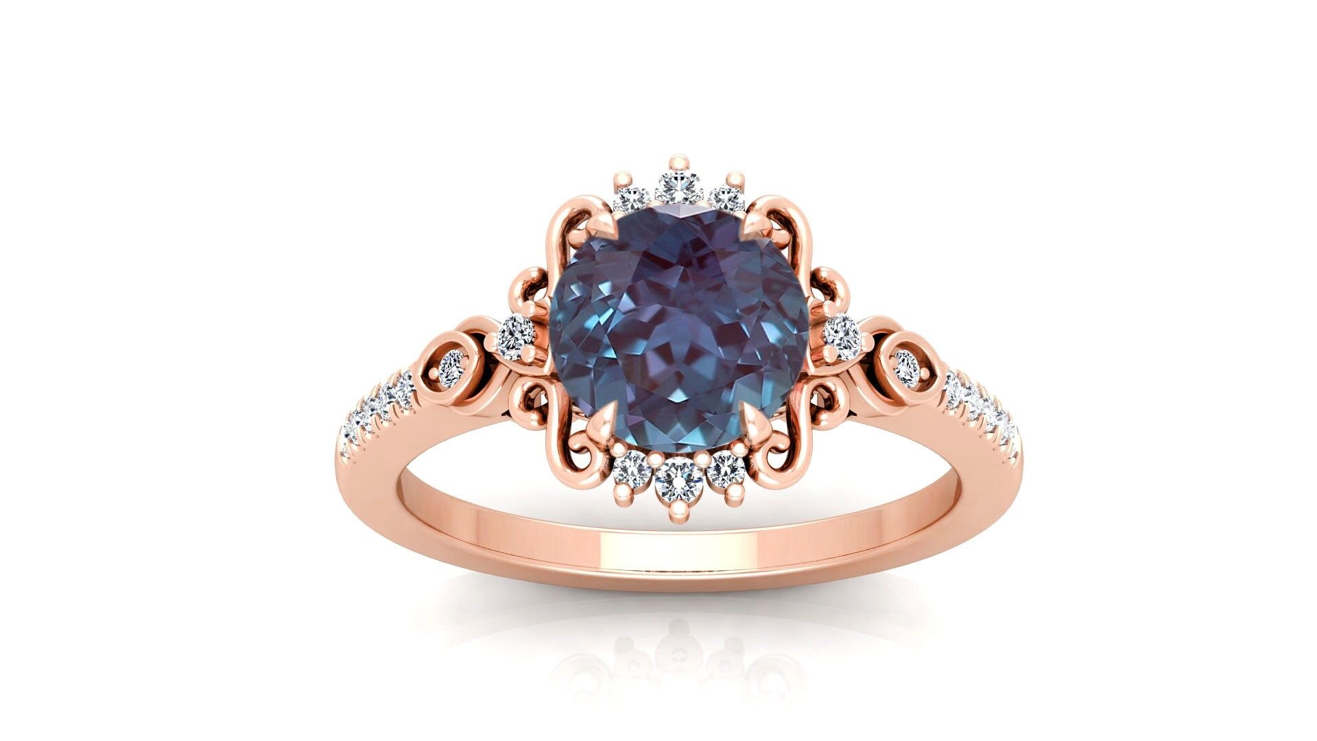 Lab-created alexandrite, Bridal moissanite ring, Nature-inspired jewelry, Color change stone, 1920x1080 Full HD Desktop