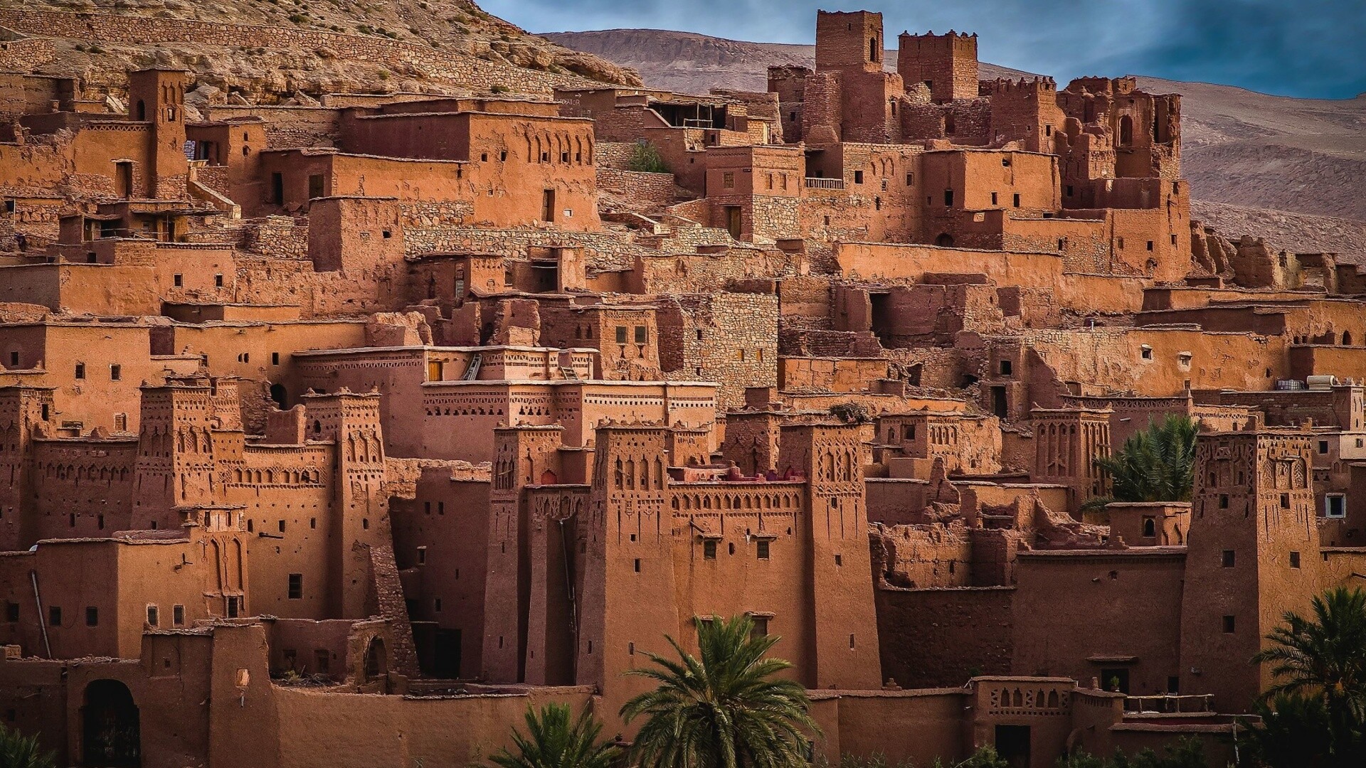 Morocco: Ksar Ait Ben Haddou‌, The country's largest city and industrial center is Casablanca. 1920x1080 Full HD Background.
