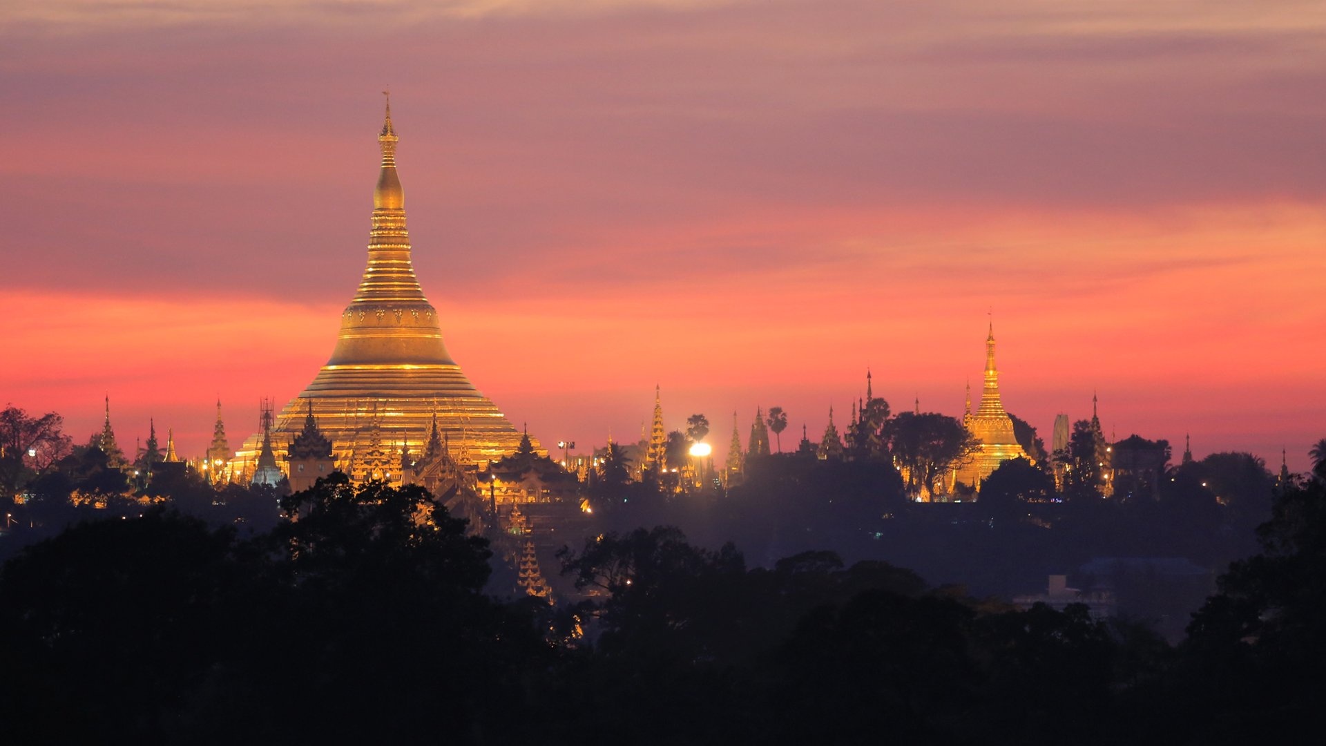 Shwedagon Pagoda, Widescreen wallpapers, Spectacular views, Religious symbol, 1920x1080 Full HD Desktop