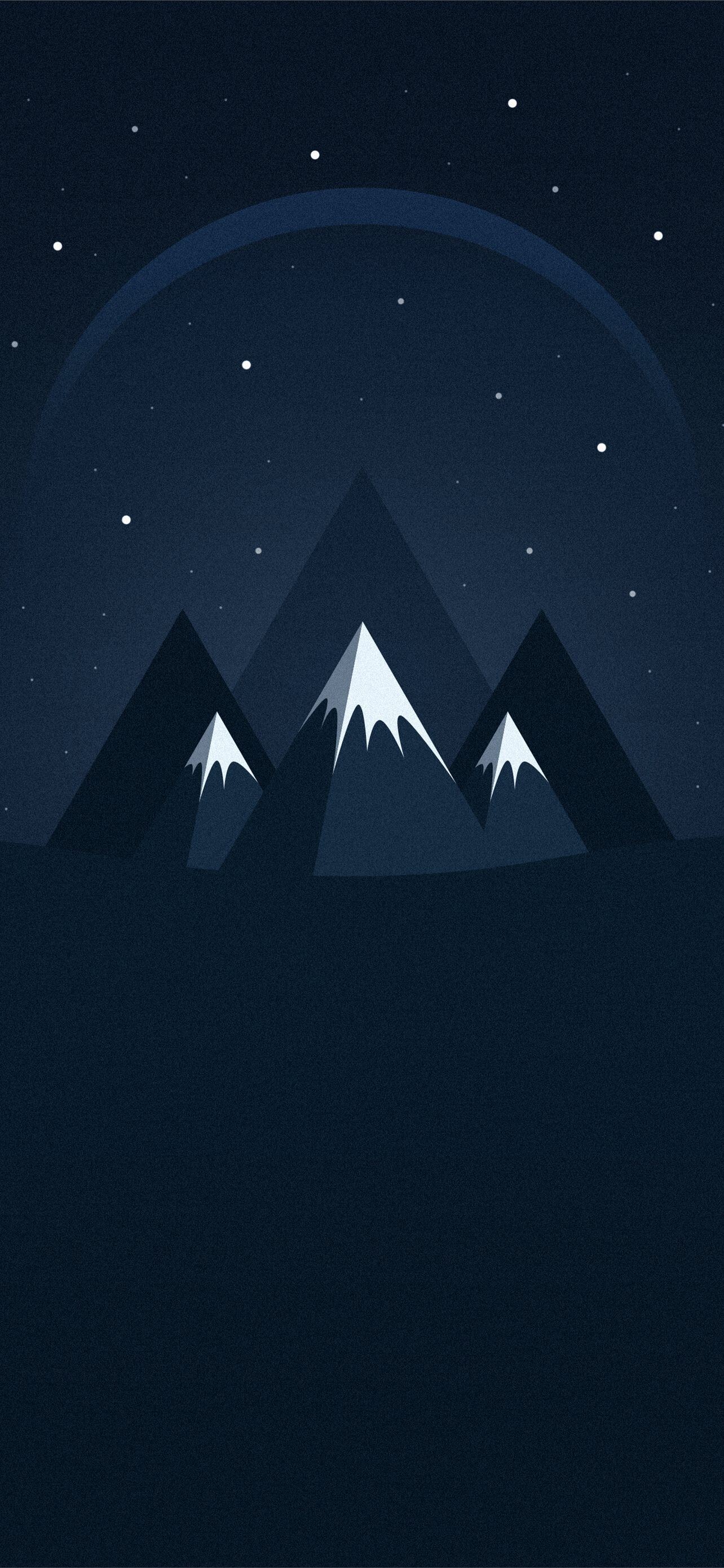 Triangle: Minimalistic mountains, Pyramids, Night sky. 1290x2780 HD Wallpaper.