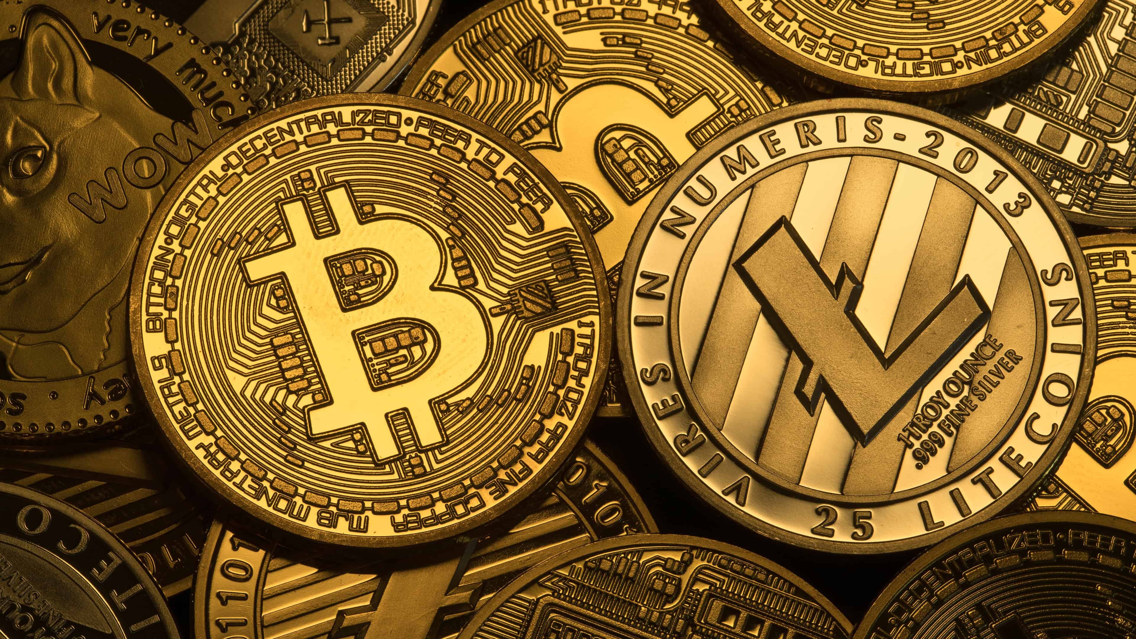 Cryptocurrency: A digital currency, Transactions are verified and records maintained by a decentralized system using cryptography. 3840x2160 4K Wallpaper.