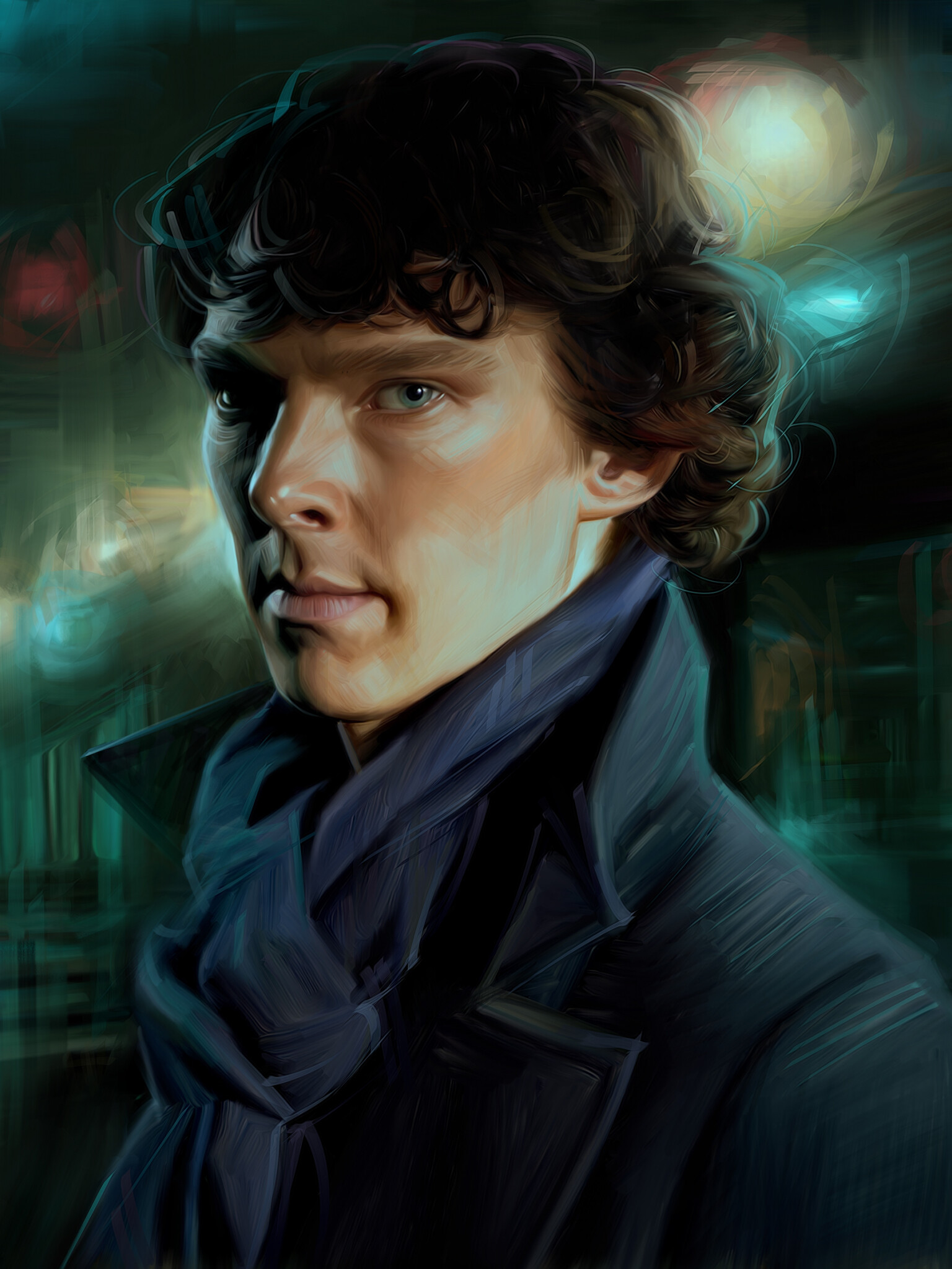 Sherlock (TV Series): Benedict Cumberbatch as the world's only consulting detective. 1540x2050 HD Background.