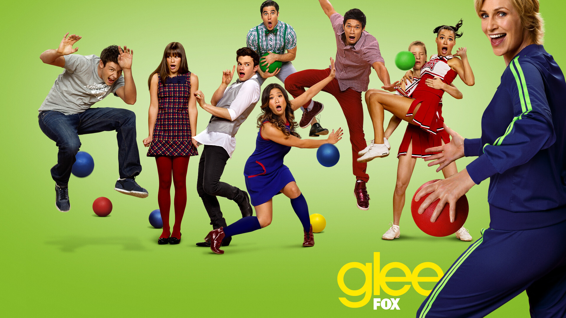 Glee (TV series): An American show telling about the choir group from the fictional William McKinley High School. 1920x1080 Full HD Background.