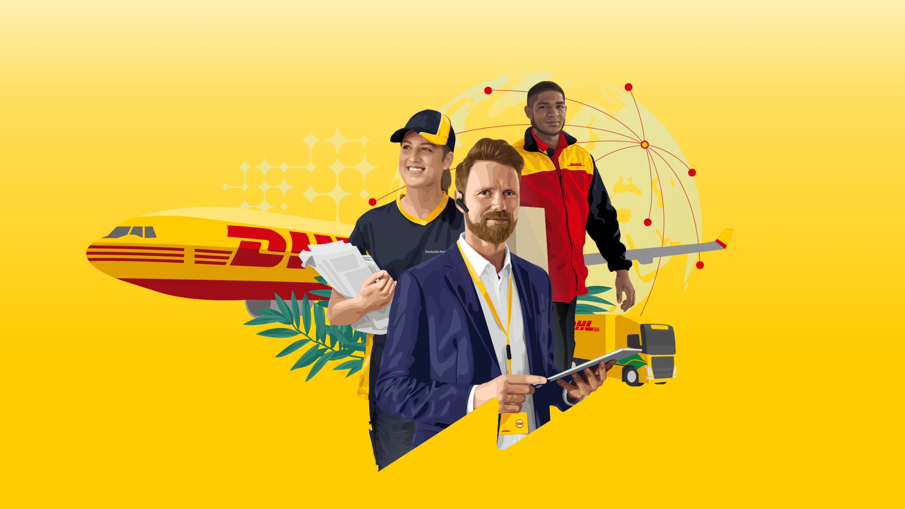 DHL: A division of the German logistics company, International express mail services. 3840x2160 4K Wallpaper.