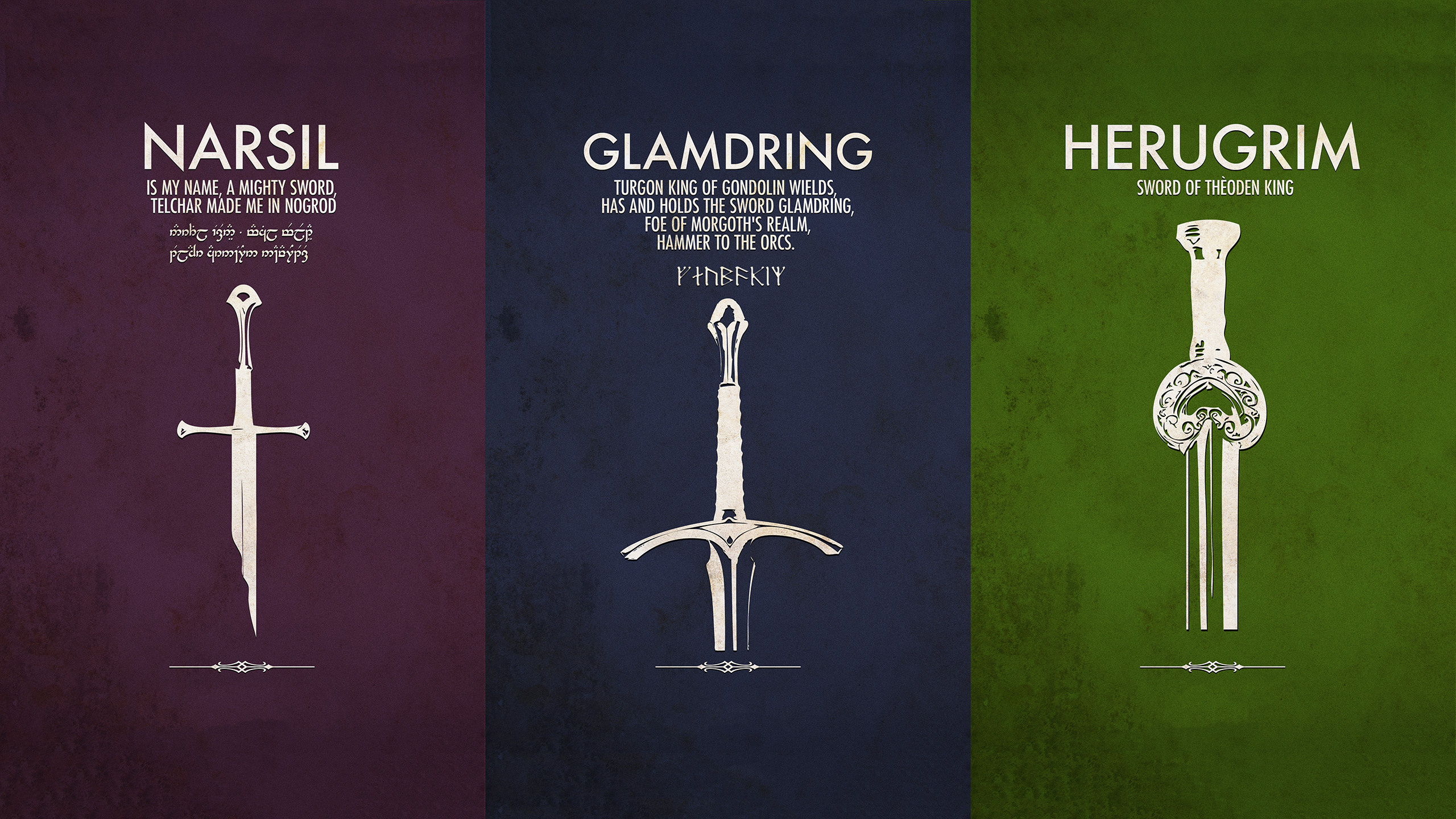 Narsil Sword, Glamdring companion, Fantasy wallpaper, Epic weaponry, 2560x1440 HD Desktop