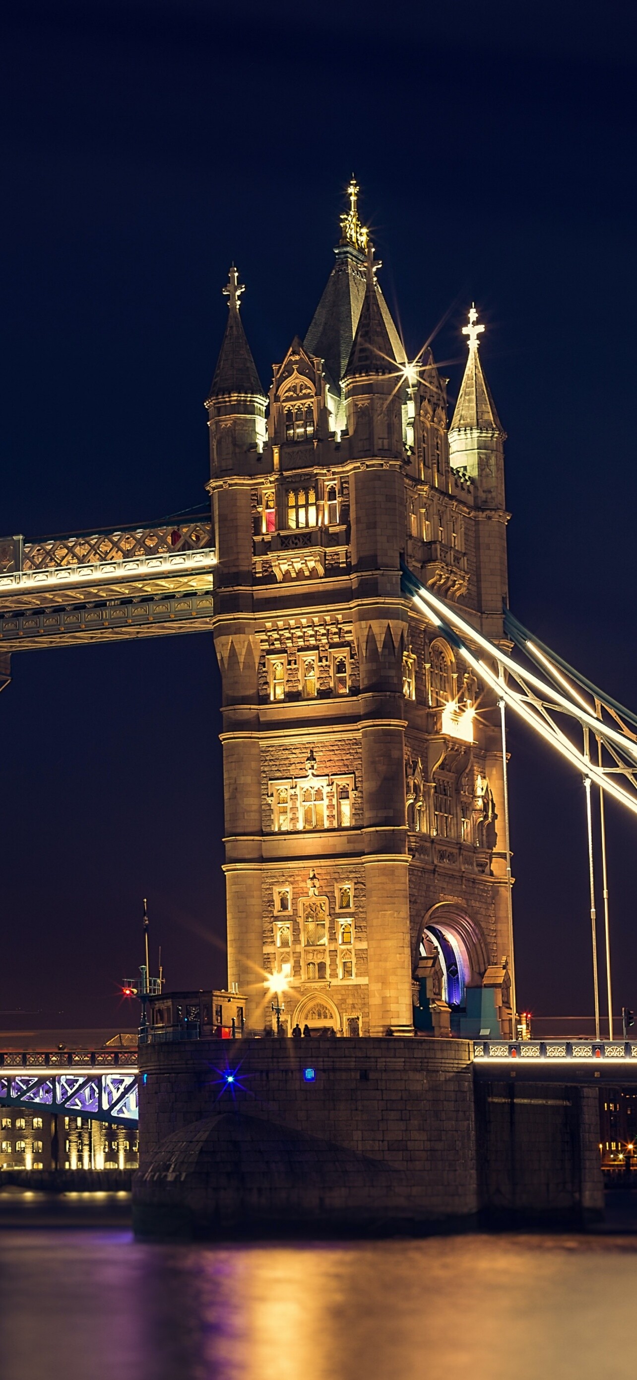 Tower Bridge: United Kingdom, River Thames, Night time. 1290x2780 HD Wallpaper.
