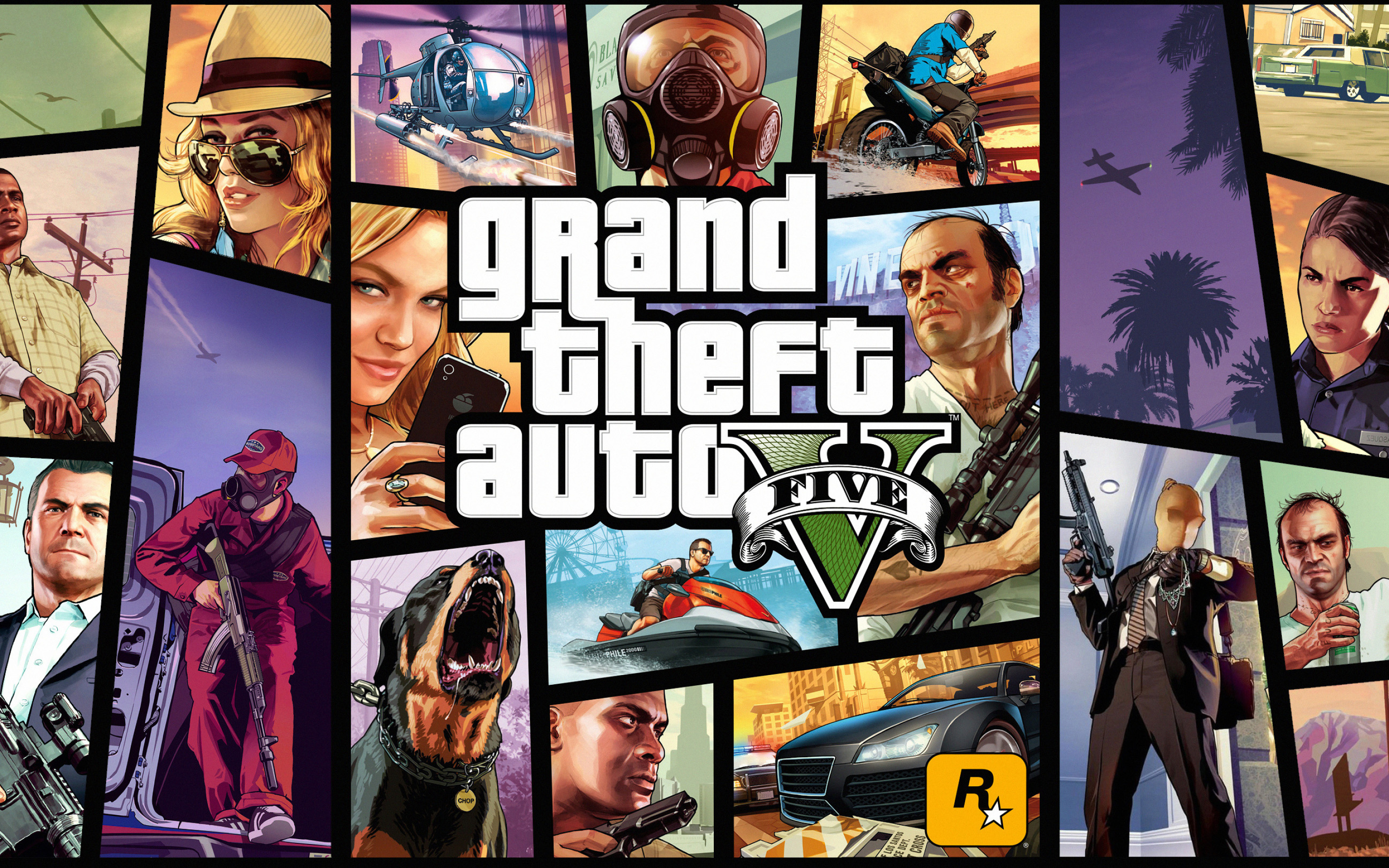 Grand Theft Auto V, Thrilling car races, Crime-infested streets, Ruthless gangs, 2880x1800 HD Desktop