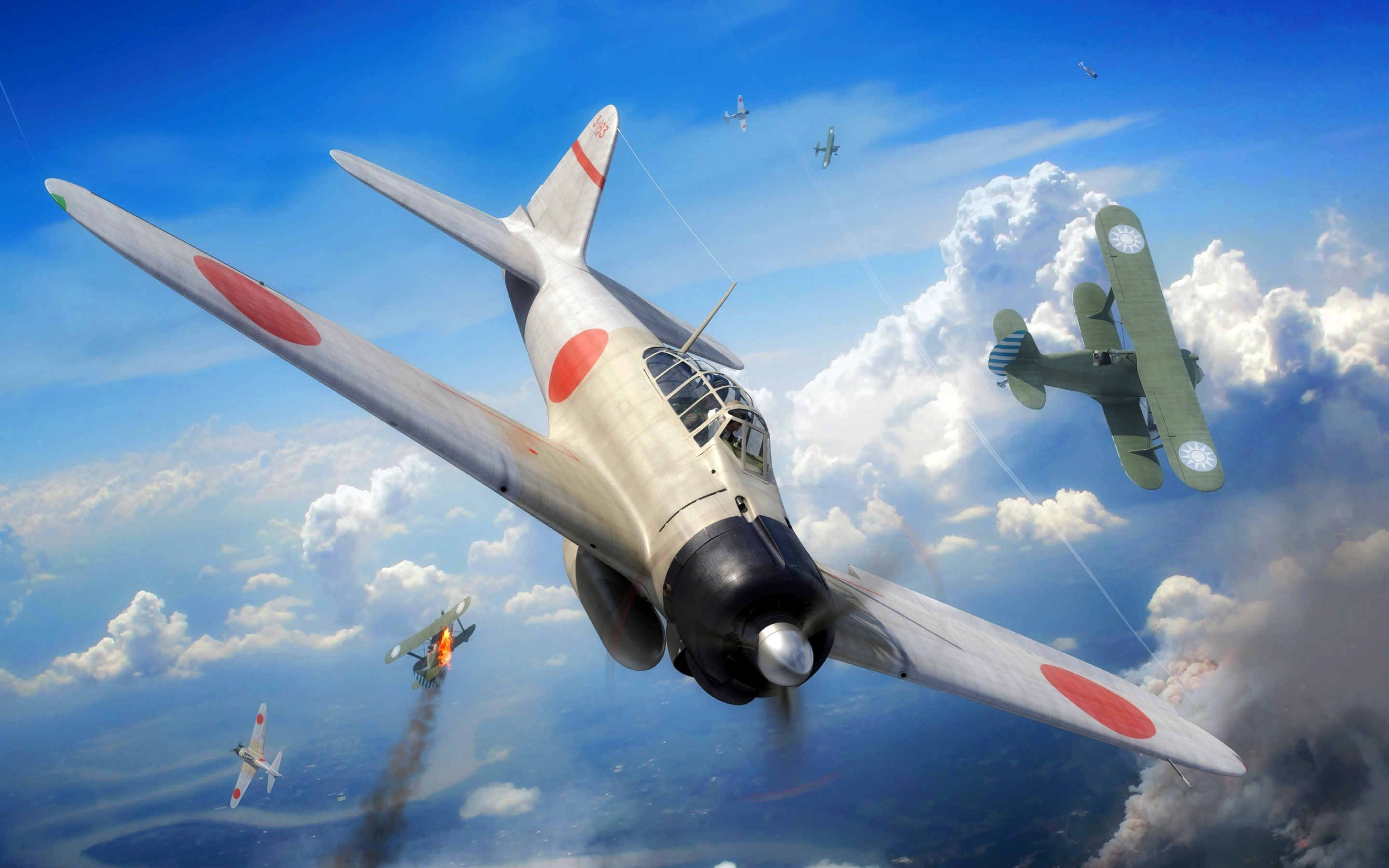 Mitsubishi A6M Zero, Japan WWII wallpapers, Japanese fighter aircraft, History buffs, 2880x1800 HD Desktop