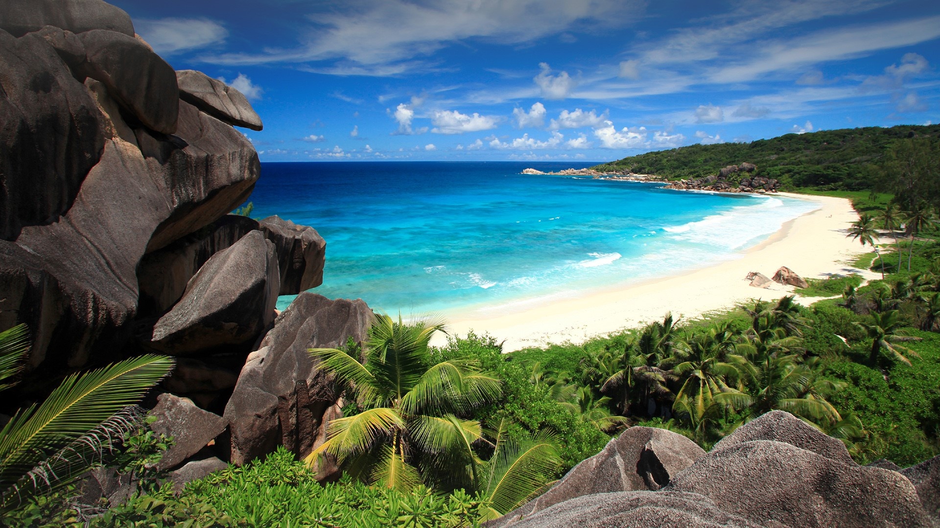 Ocean horizon, Seychelles panorama, Beach paradise, Breathtaking views, 1920x1080 Full HD Desktop