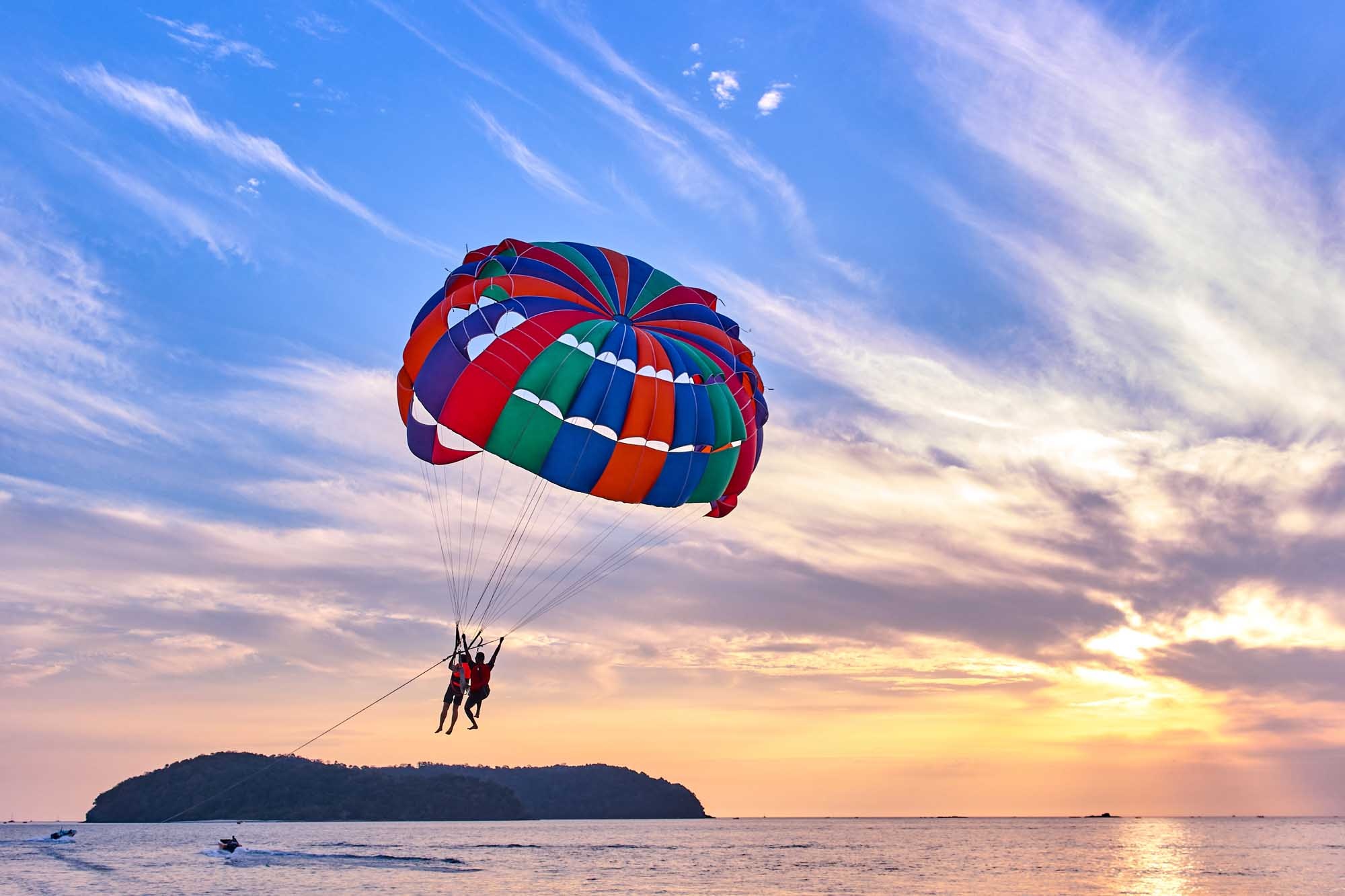 Parasailing: Flying high with a parachute, Tenerife, Sunset, An active lifestyle. 2000x1340 HD Wallpaper.