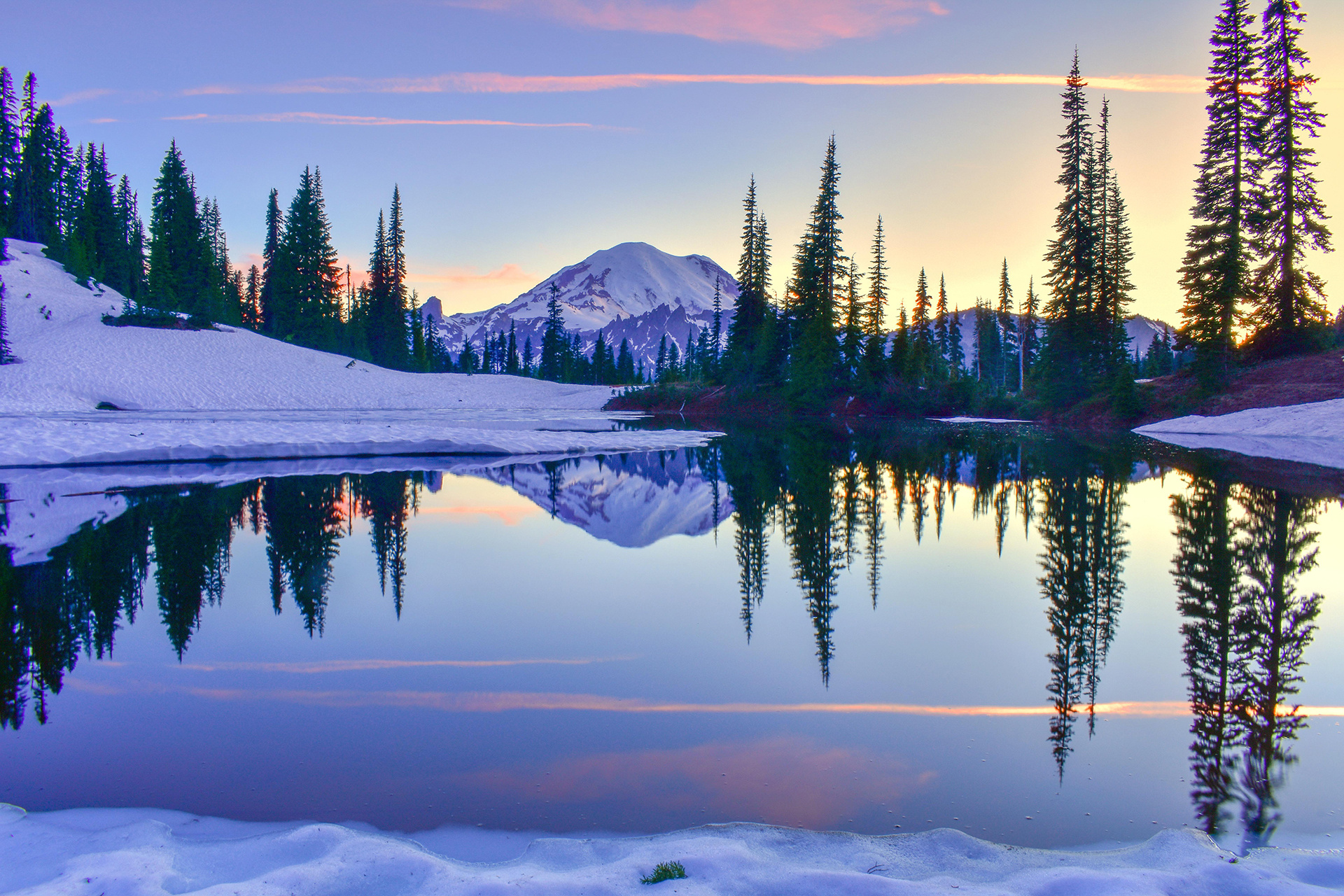 Mount Rainier National Park, Washington, Snowy Landscape, Sunset, 1920x1280 HD Desktop