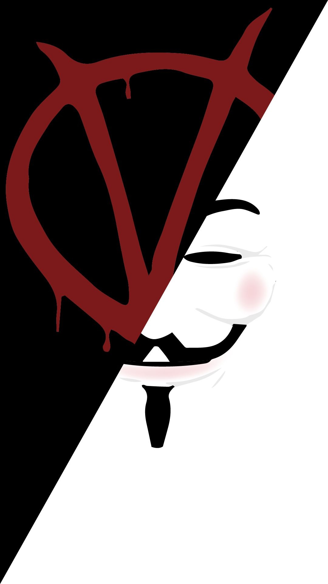 V for Vendetta: Guy Fawkes mask, Symbolic, Minimalism. 1080x1920 Full HD Background.