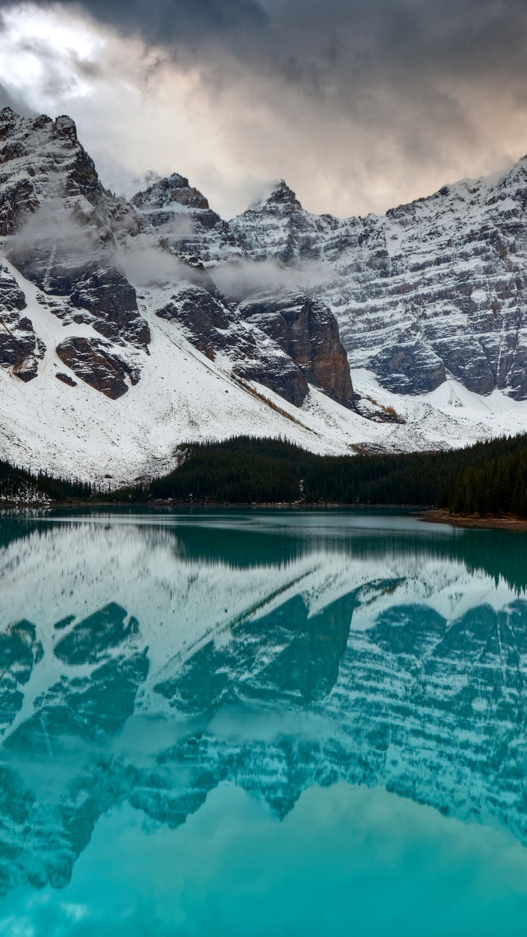Moraine Lake, Scenic mountains, Reflection nature, Banff National Park, 1080x1920 Full HD Phone