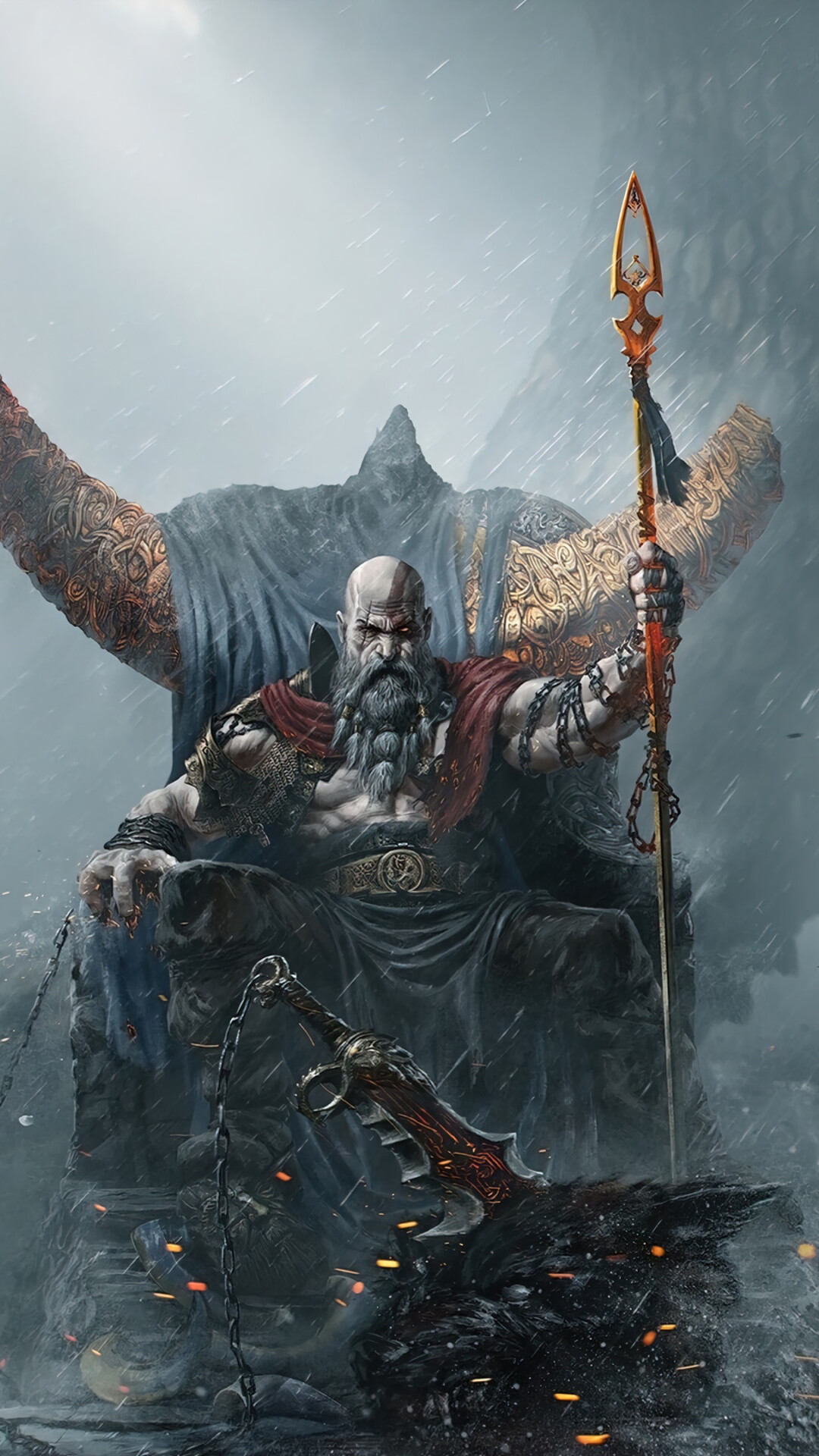 God of War: The constant machinations of the gods and Titans and their misuse of Kratos eventually drive him to destroy Mount Olympus, Video game. 1080x1920 Full HD Wallpaper.