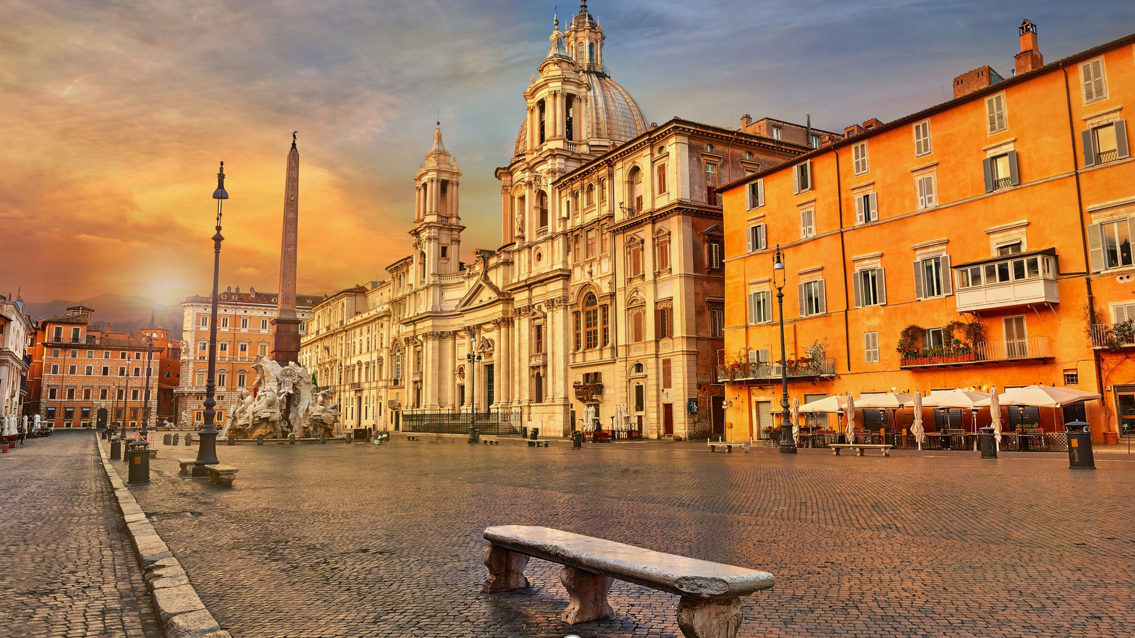 Rome: Piazza Navona, A public open space. 3840x2160 4K Background.