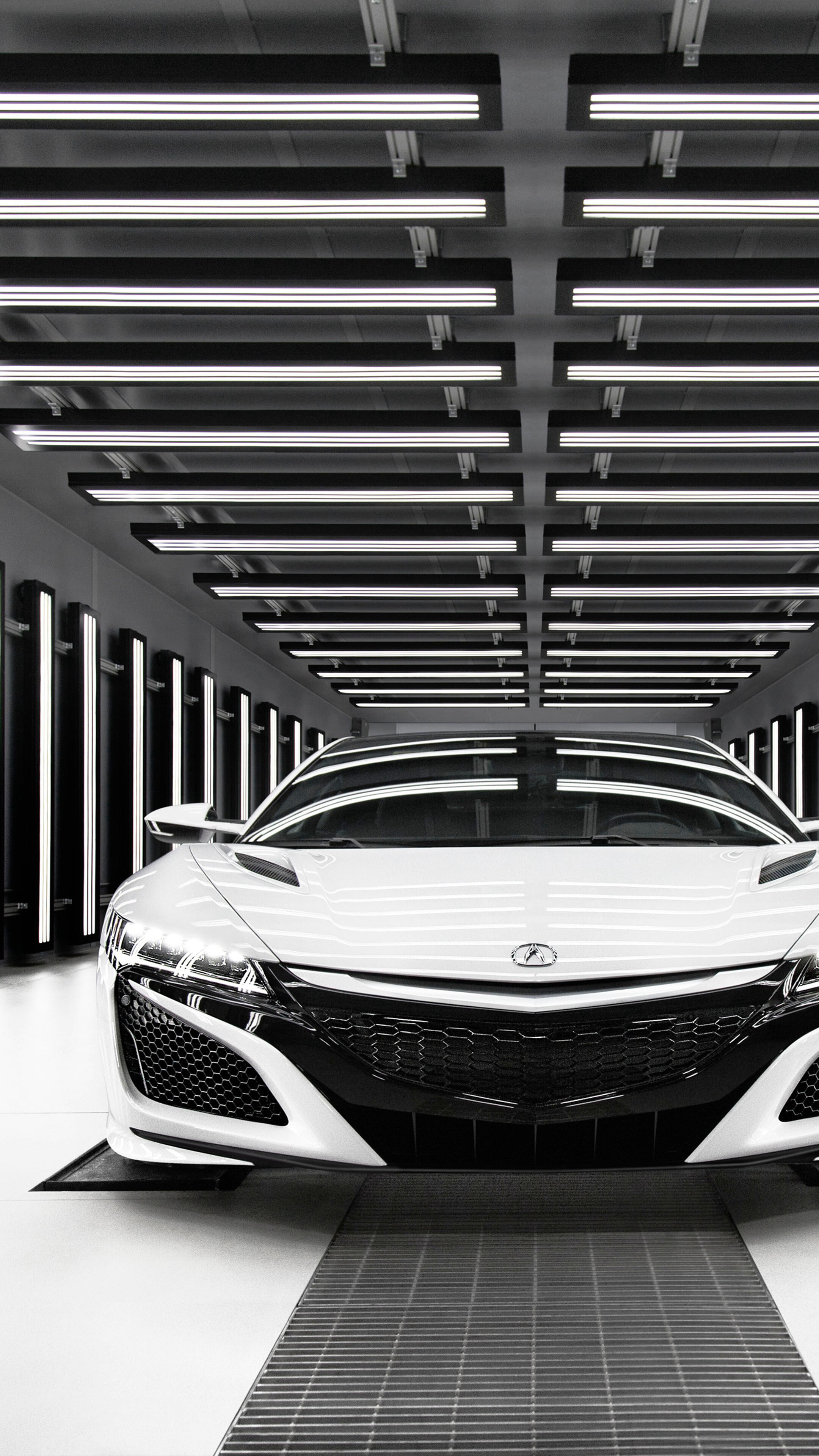 Acura: A brand owned by Honda, NSX, Monochrome. 2160x3840 4K Wallpaper.