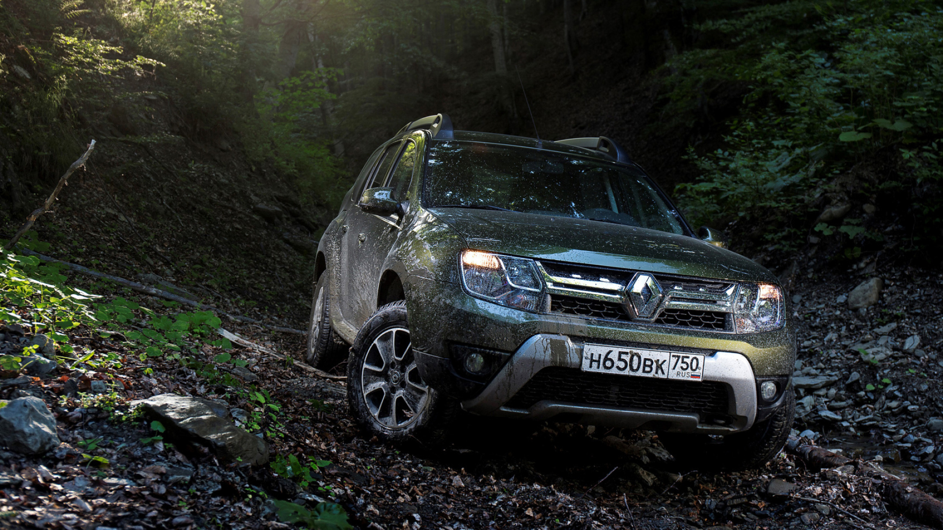 Off-road Driving: Compact sport utility vehicle, Renault Duster, Off-roading experience. 1920x1080 Full HD Background.