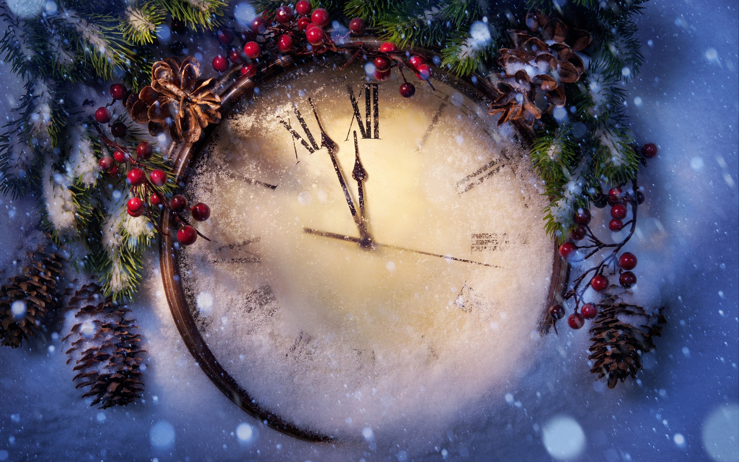 New Year: The time when people celebrate the start of a year, Clock. 2880x1800 HD Background.