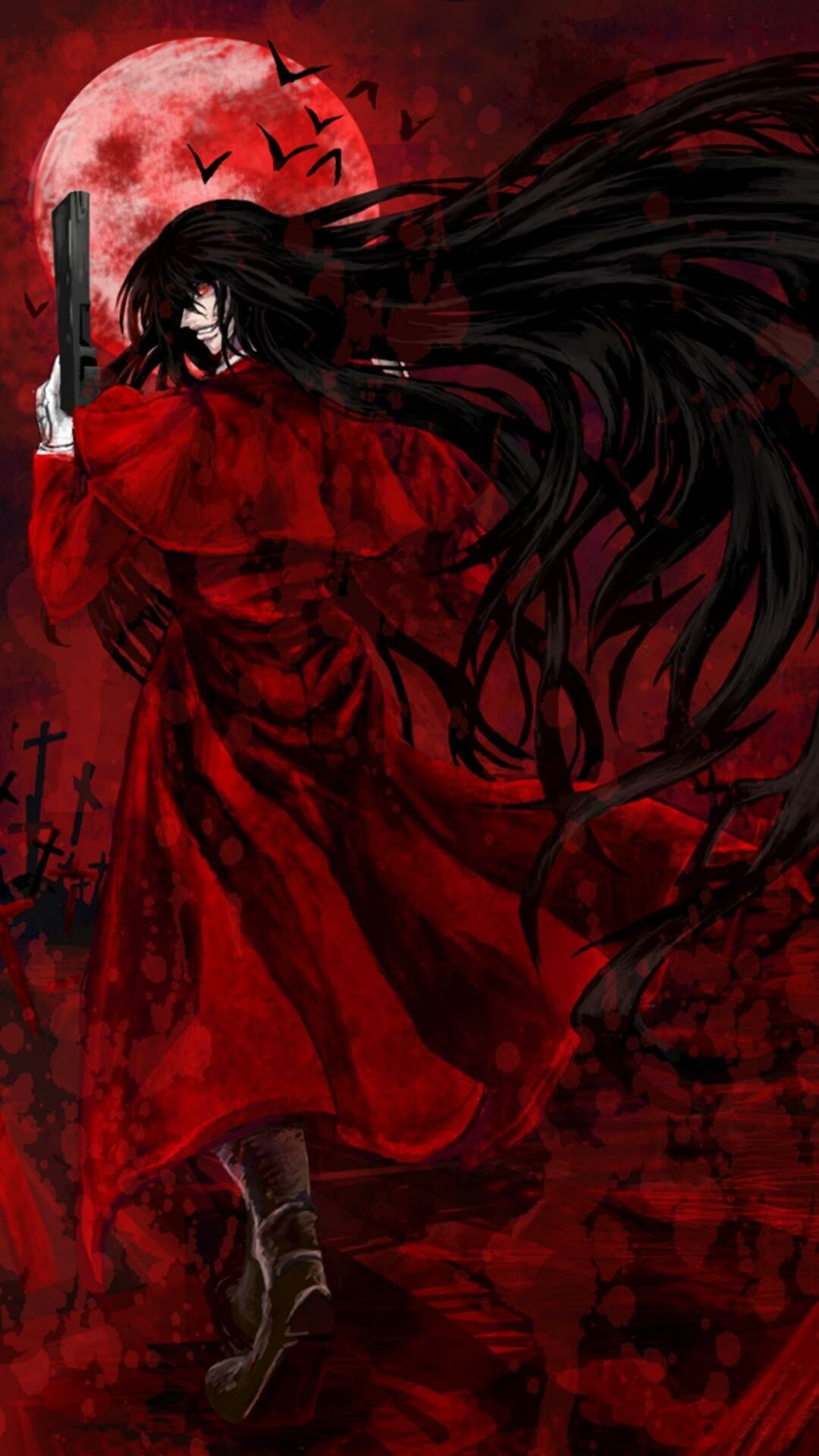 Hellsing Alucard, Anime art, Captivating visuals, Vampiric protagonist, 1080x1920 Full HD Phone