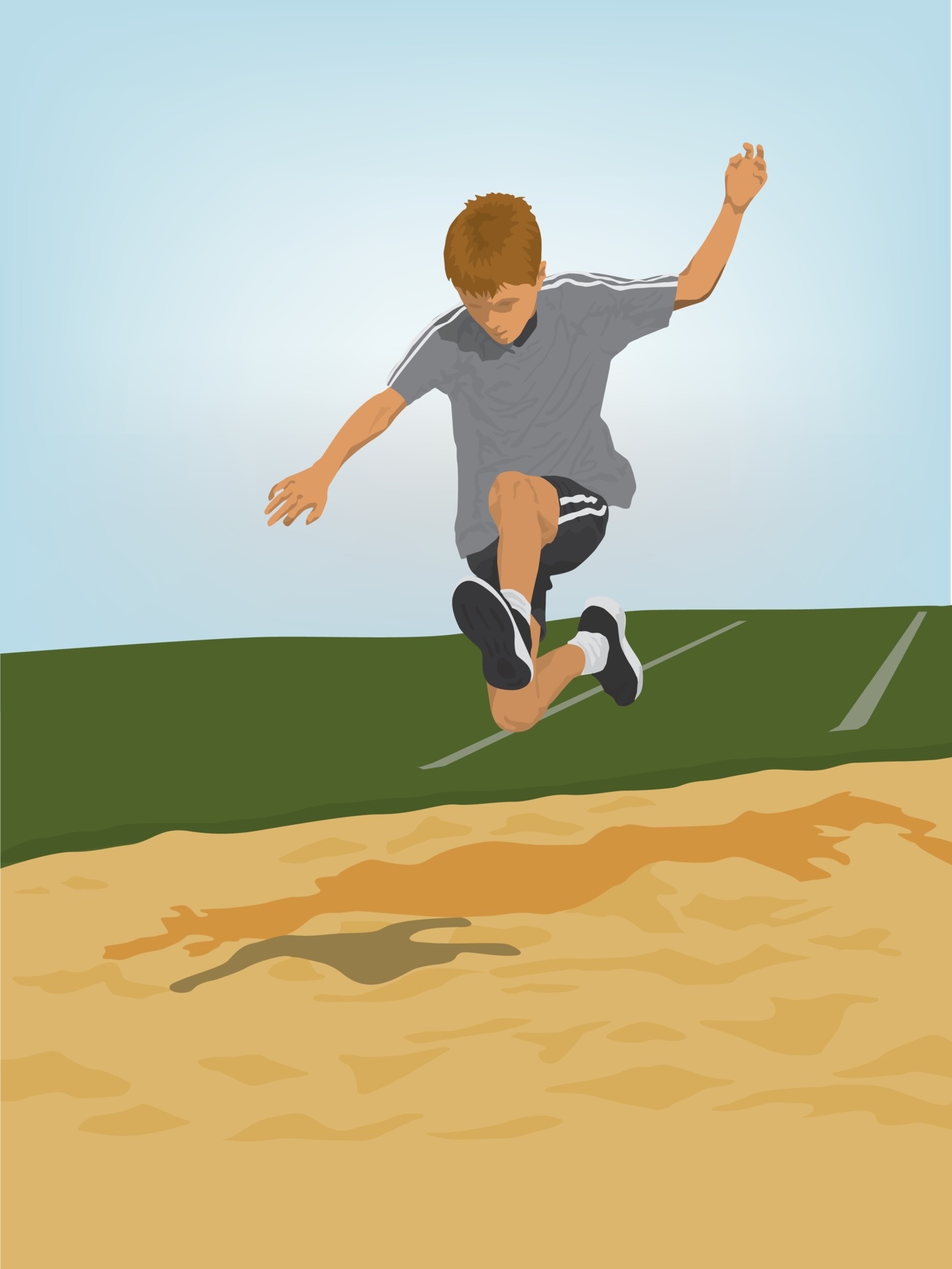 Jumping: Long jump, Track and field athletics, Summer sports for beginners, Graphic vector illustration. 1450x1920 HD Wallpaper.