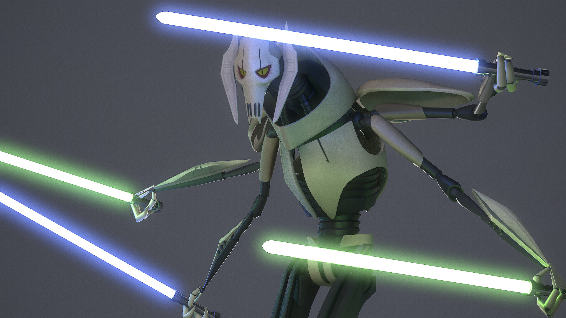 General Grievous: A cyborg general for the Separatist army, Four arms and the ability to wield Lightsabers. 1920x1080 Full HD Background.